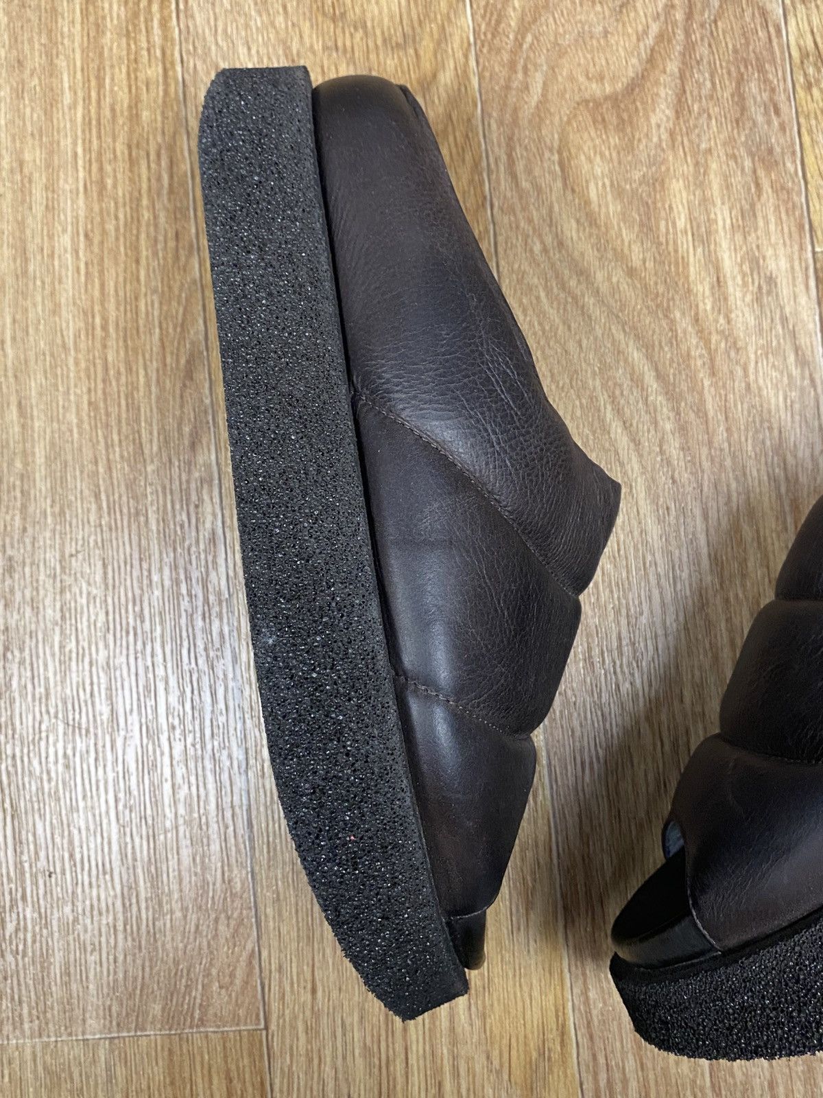 Designer × Other Lofina Brown Leather Avantgarde Platform Puff Sliders Size US 8 / IT 38 - 3 Thumbnail