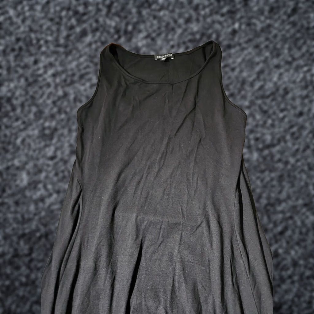Eileen Fisher Eileen Fisher Dress Womens Medium Black Slip Midi Quiet Luxury Whimsigoth Dress Slips Solid Knit Rayon Modern 2000s Size M / US 6-8 / IT 42-44 - 1 Thumbnail