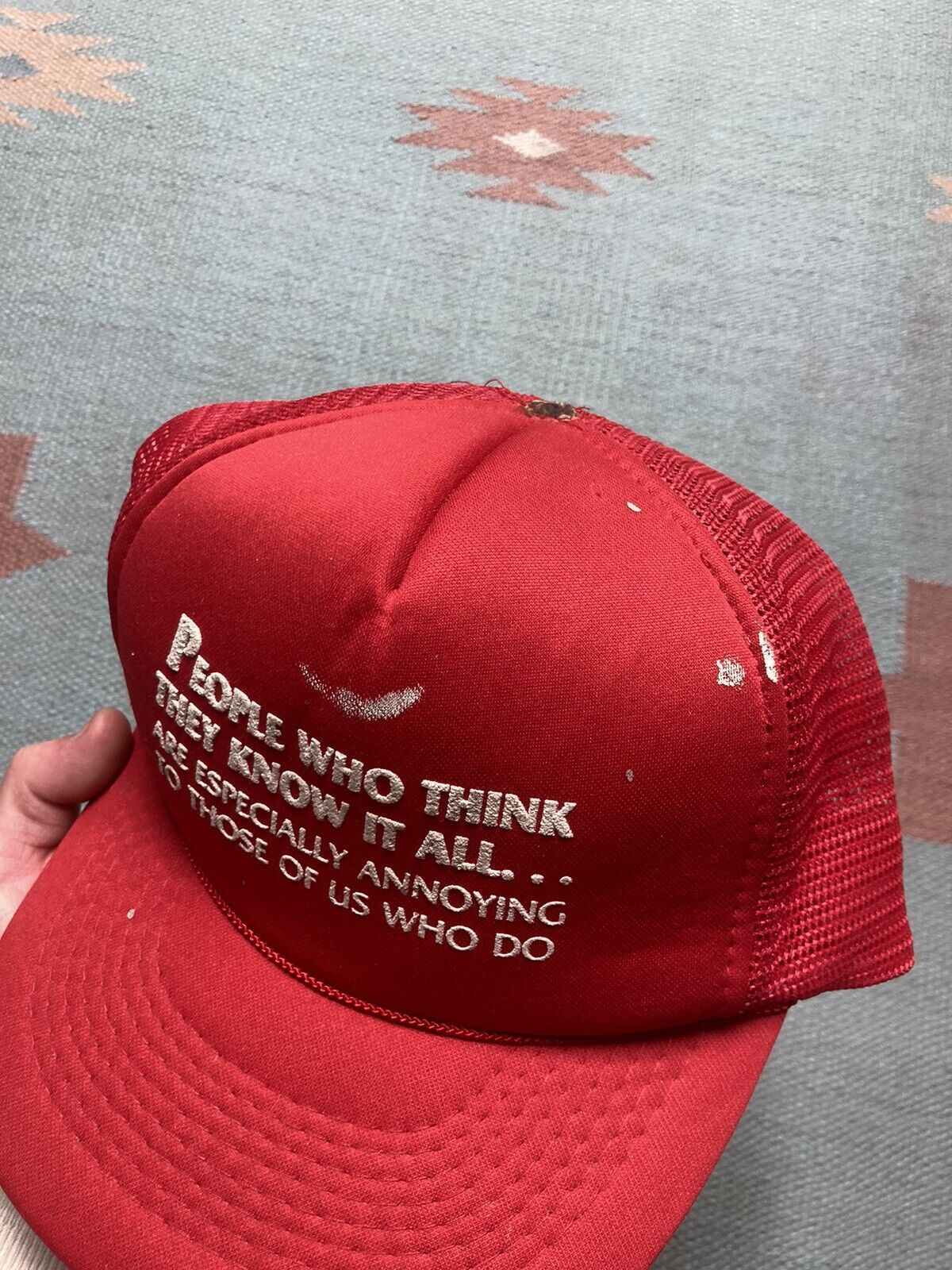Vintage trucker hat people who think they know it all novelty funny Size ONE SIZE - 4 Thumbnail