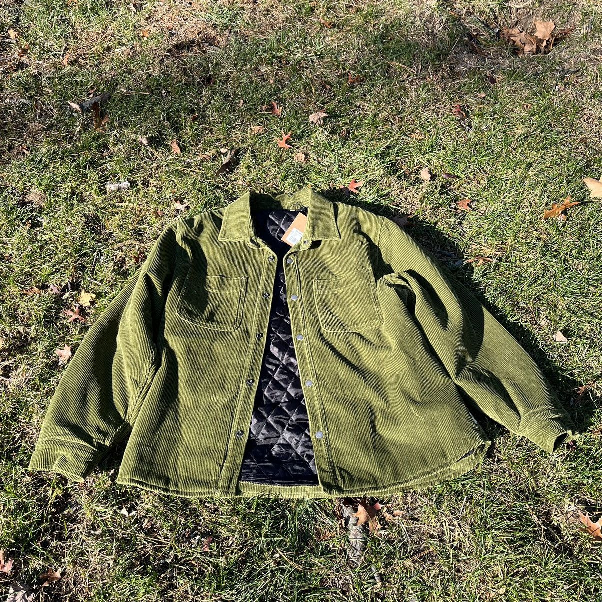 image of Stussy Cord Quilted Overshirt XL in Green, Men's