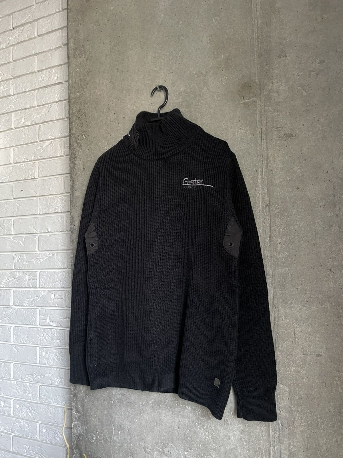 G-Star × Japanese Brand × Vintage Vintage G-Star Hard Turtleneck Heavy Zip Ribbed Knit Y2K Size US L / EU 52-54 / 3 - 3 Thumbnail