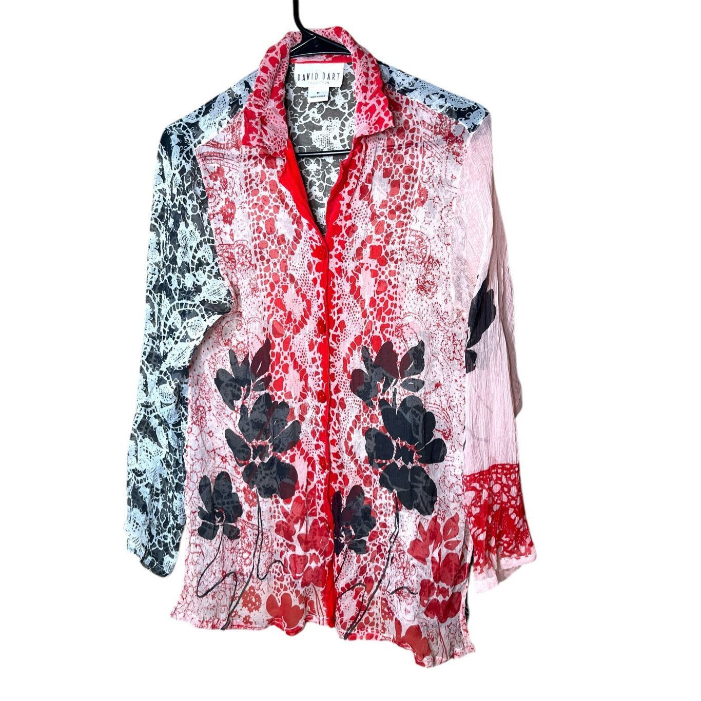 Other David Dart Women's 100% Silk Button Up Blouse/Shirt Size M Size M / US 6-8 / IT 42-44 - 1 Thumbnail