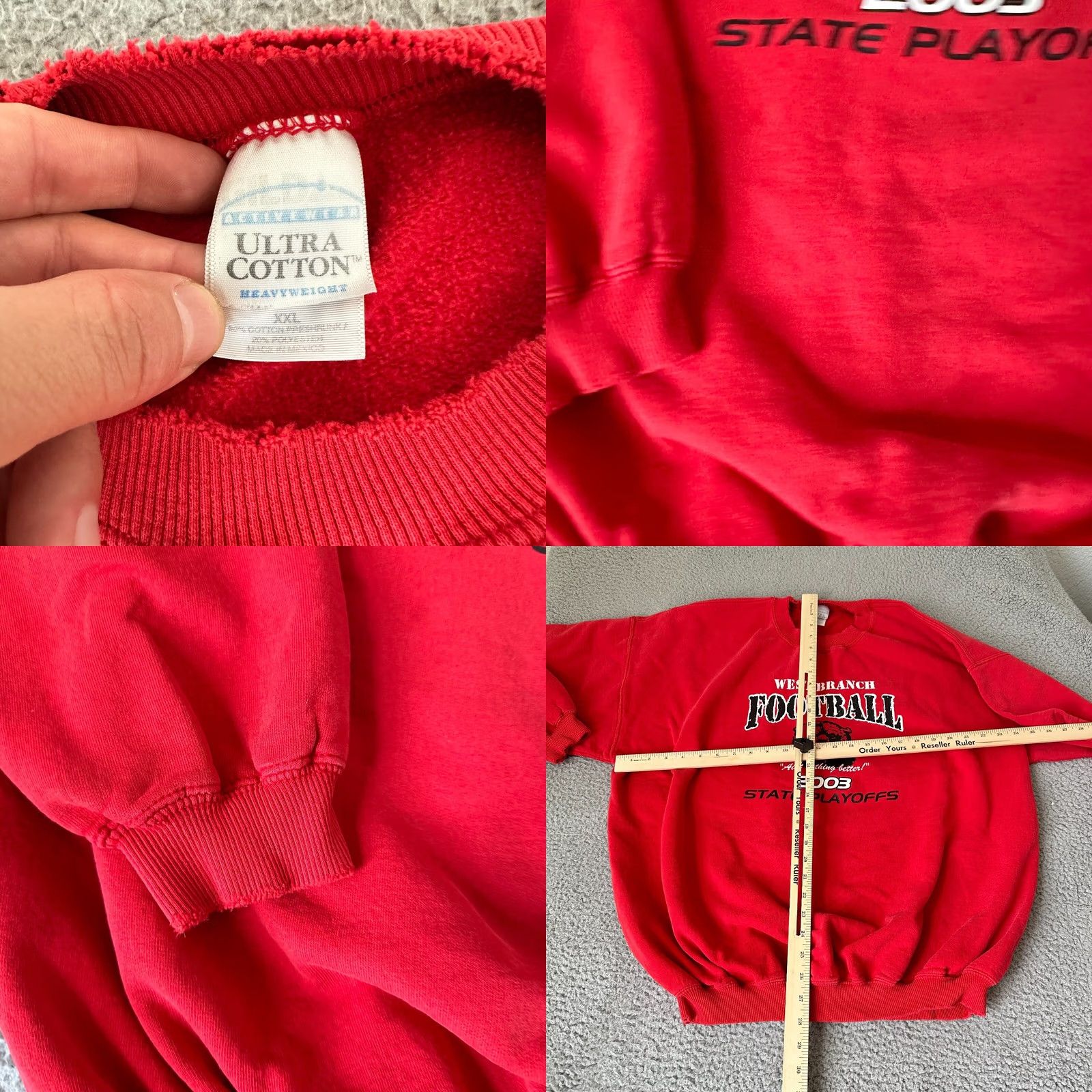 Vintage VINTAGE Football Sweatshirt Mens 2XL Red Bear Roaring Adult Pullover School Size US XXL / EU 58 / 5 - 8 Thumbnail