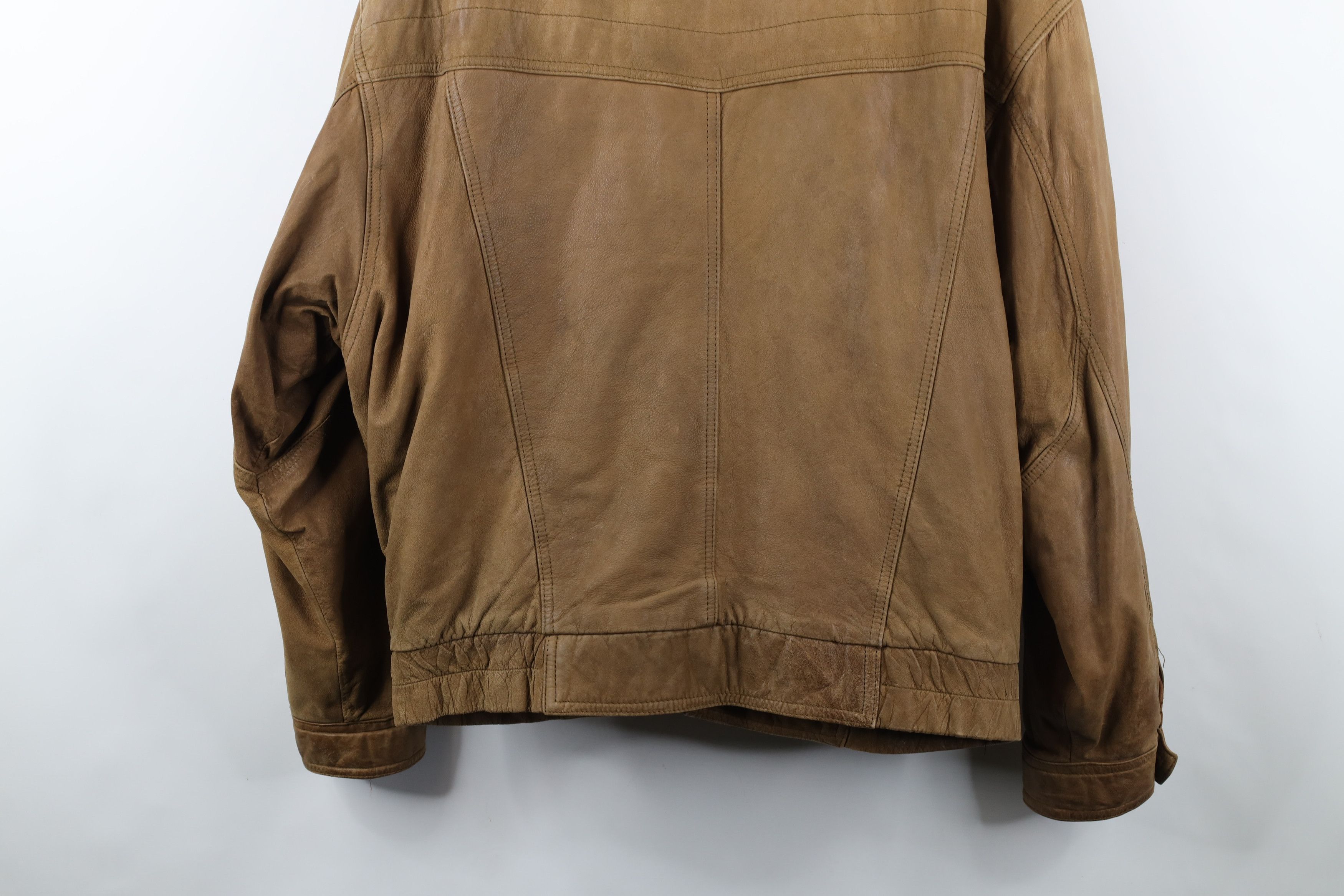 Vintage Vintage 90s Streetwear Leather Full Zip Flight Bomber Jacket Size US XL / EU 56 / 4 - 15 Thumbnail