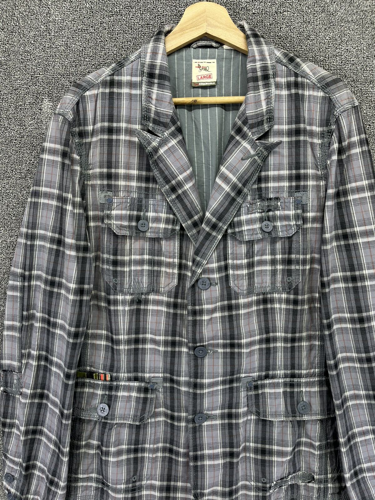 Japanese Brand Vintage Triple Five Soul Essentials Shadow Plaid Rare Jacket Size L / US 10 / IT 46 - 5 Thumbnail