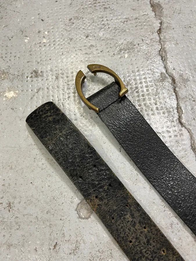 Just Cavalli 2000s Cavalli Black Cracked Leather Belt Size ONE SIZE - 3 Thumbnail