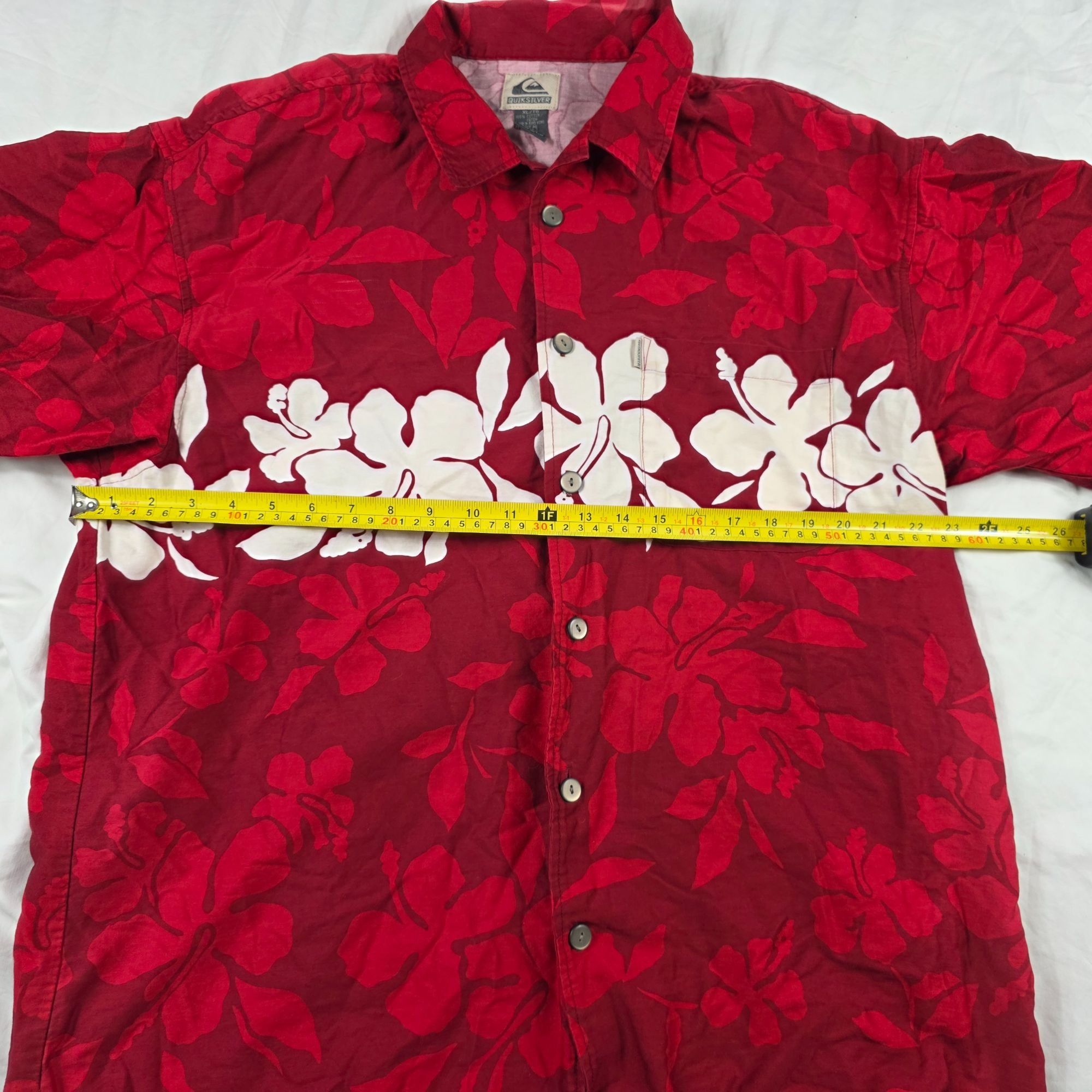 Quiksilver Quiksilver Hawaiian Floral Mens Size XL Red White Short Slee Size US XL / EU 56 / 4 - 6 Thumbnail