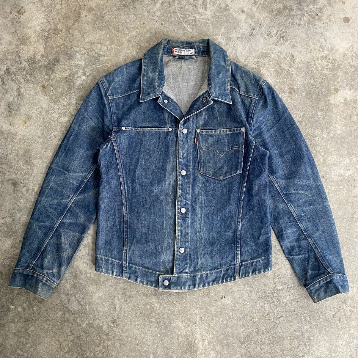 Levi's Vintage 2000’s Levis Engineered Faded Honeycomb Denim Jacket Size US M / EU 48-50 / 2 - 2 Thumbnail