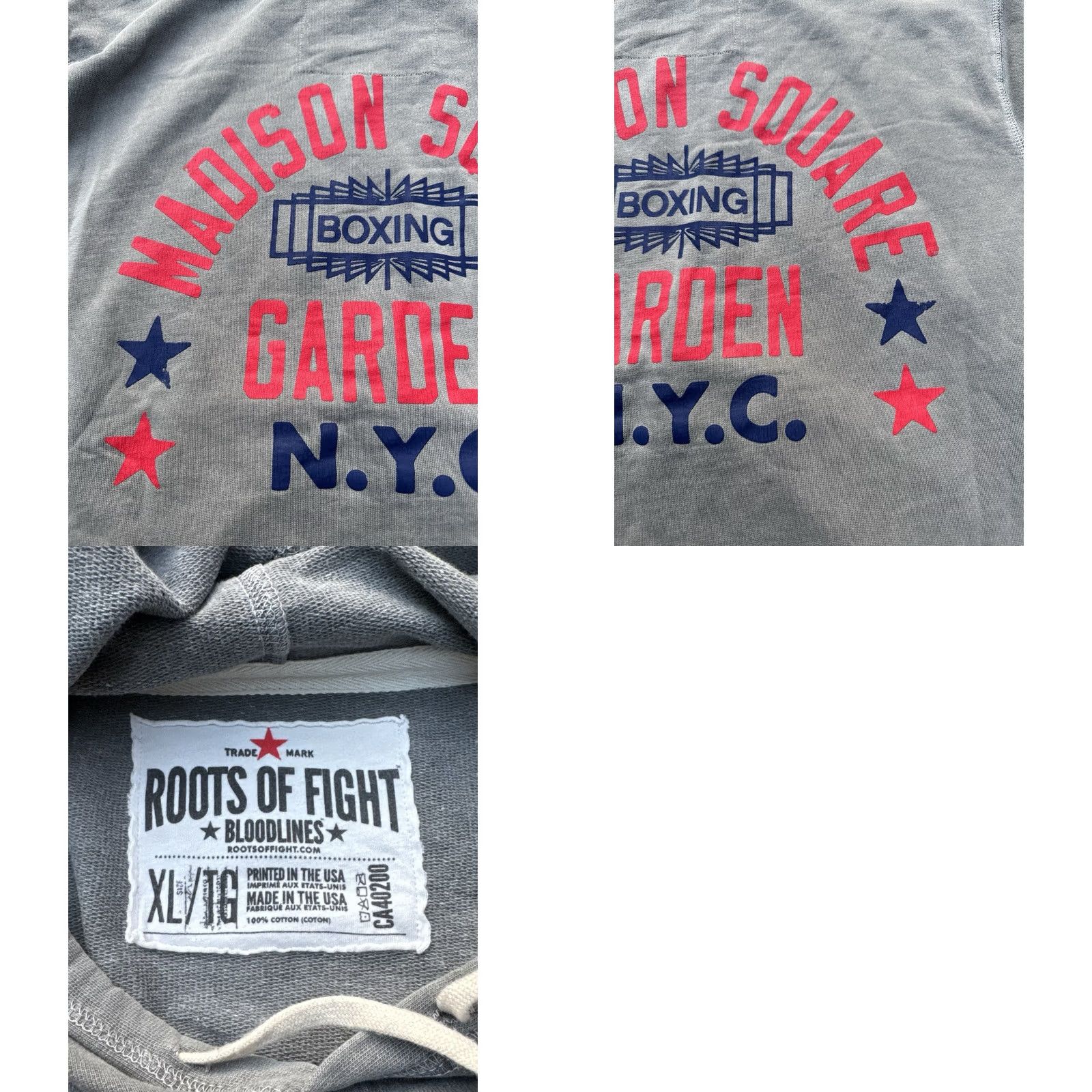 Roots VINTAGE Roots Of Fight Madison Square Garden Boxing Hoodie XL USA Made Gray Mens Size US XL / EU 56 / 4 - 8 Thumbnail