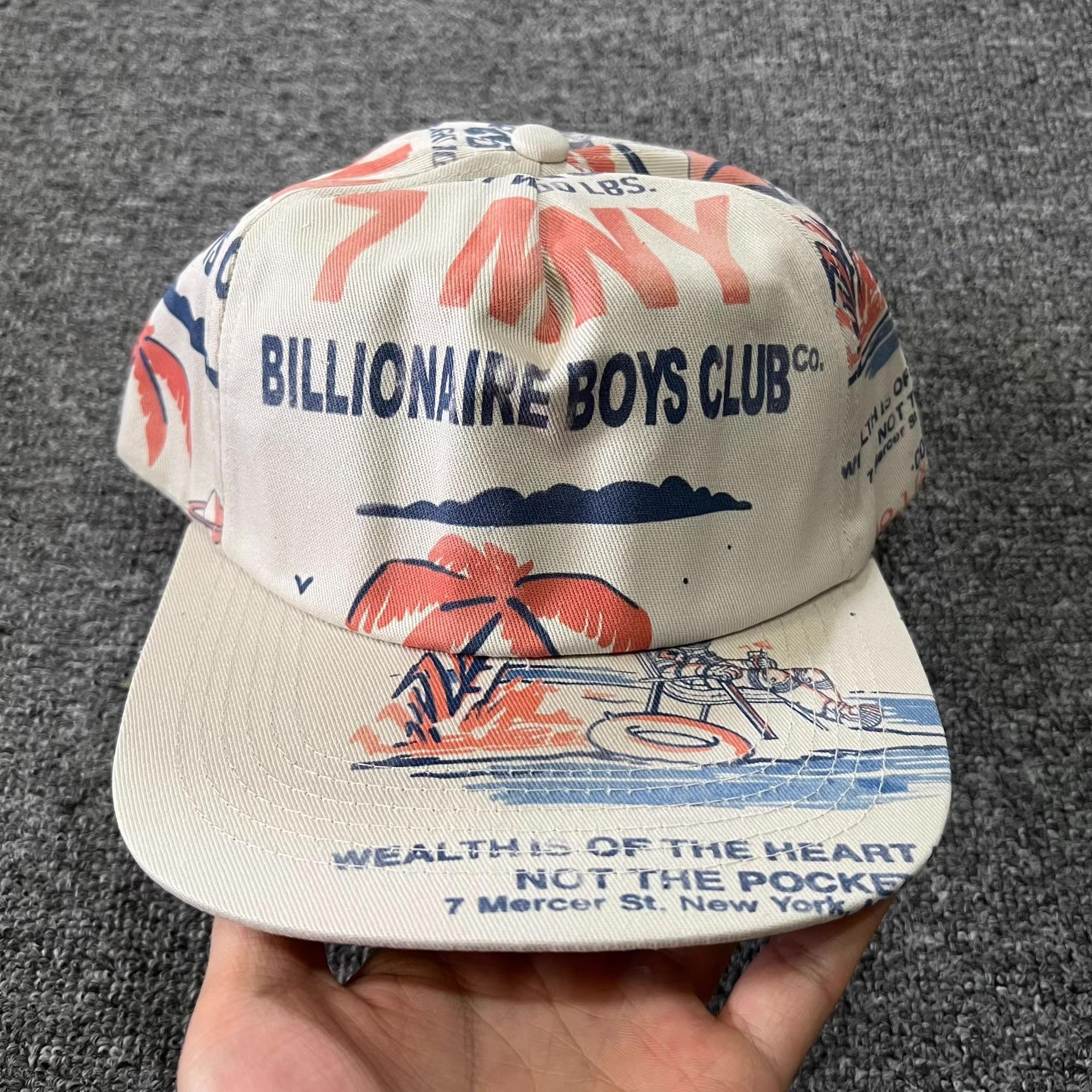Billionaire Boys Club BBC Print Vintage Logo Beach Theme Flat Brim Baseball Cap。Q7 Size ONE SIZE - 1 Thumbnail