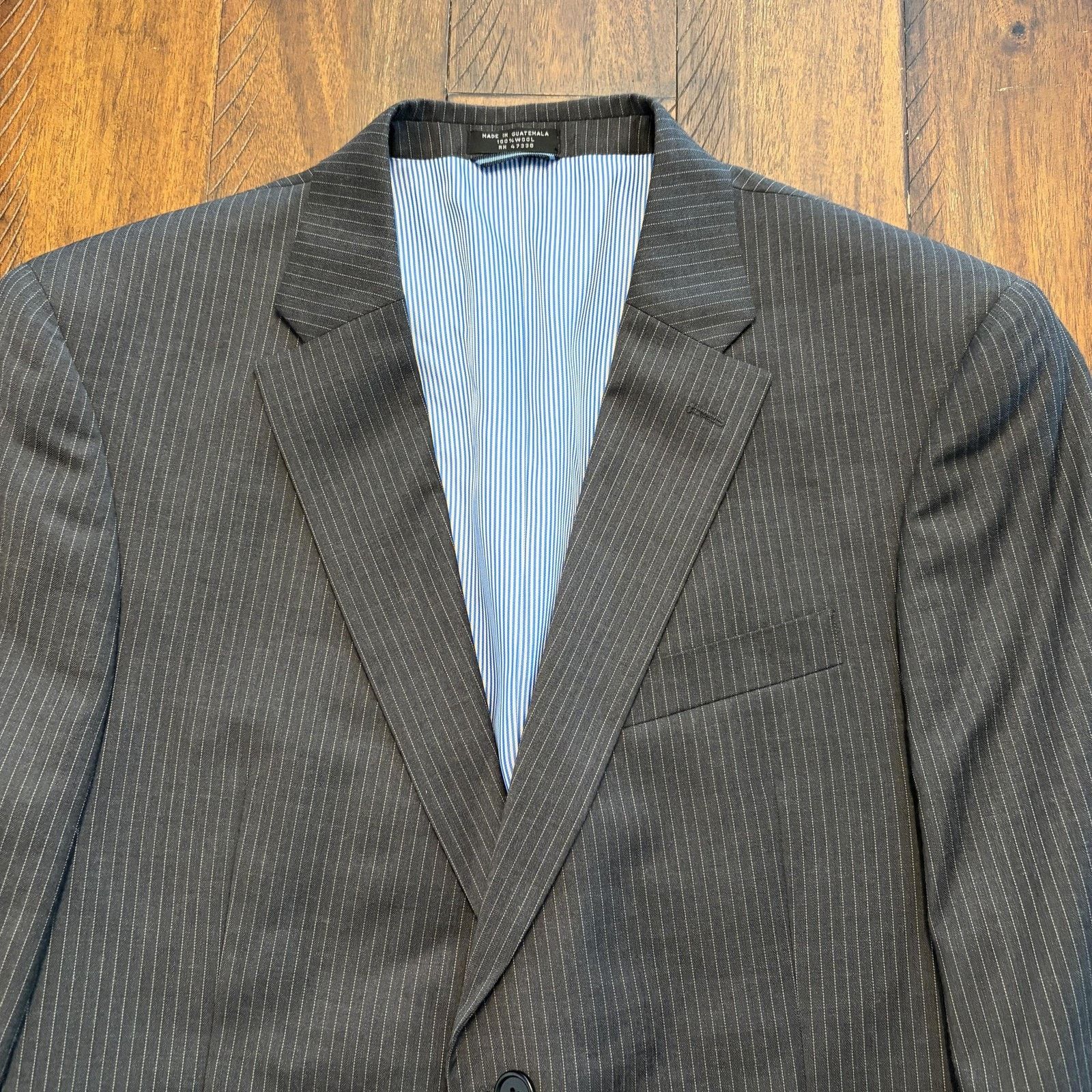 Tommy Hilfiger Tommy Hilfiger Suit Jacket 42S Pinstripe Wool Blazer Short Size 42S - 3 Thumbnail