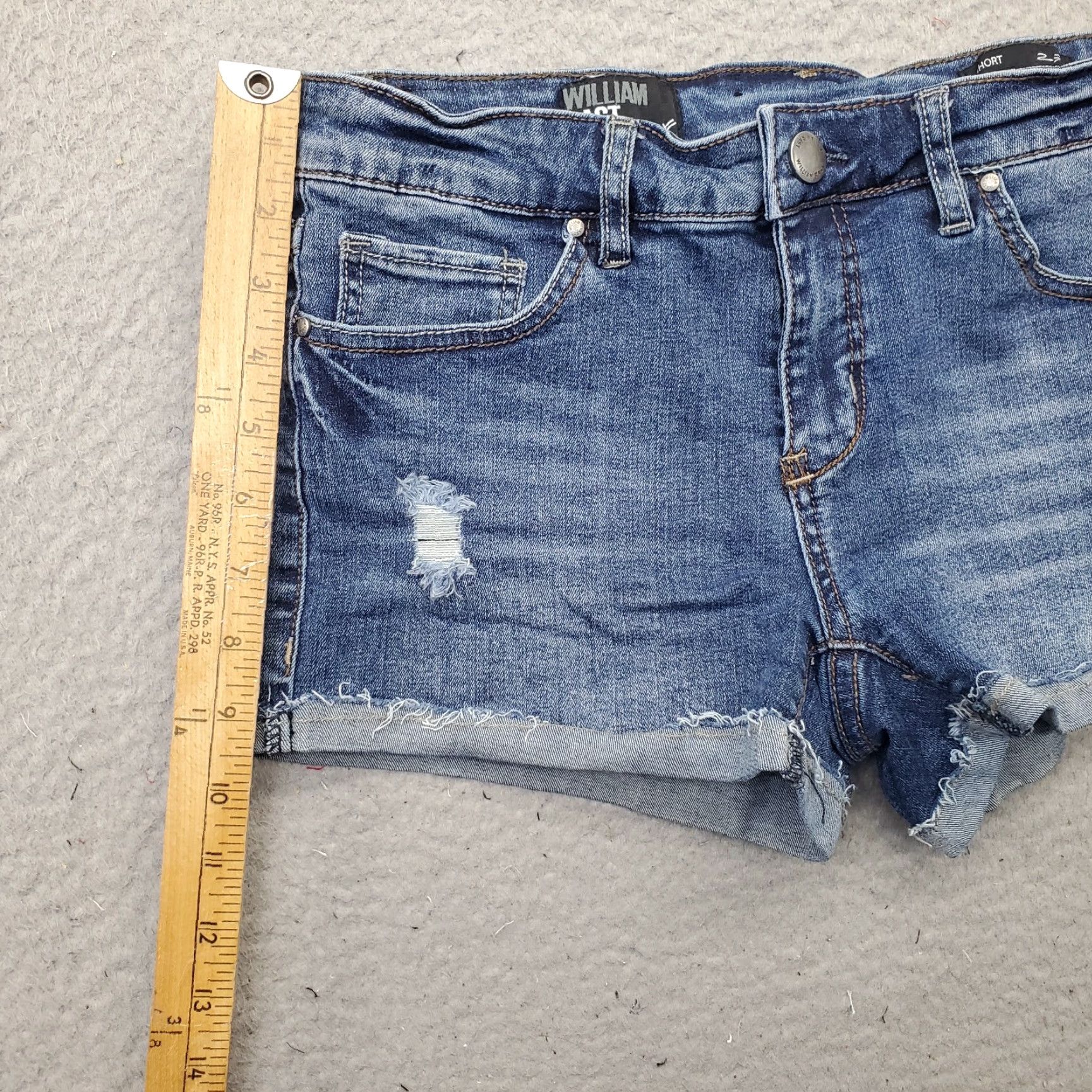 Denime William Rast Womens Jeans Shorts 27 Blue Denim Cuffed Hem Streetwear Distressed Shorts Size 27" / US 4 / IT 40 - 3 Thumbnail
