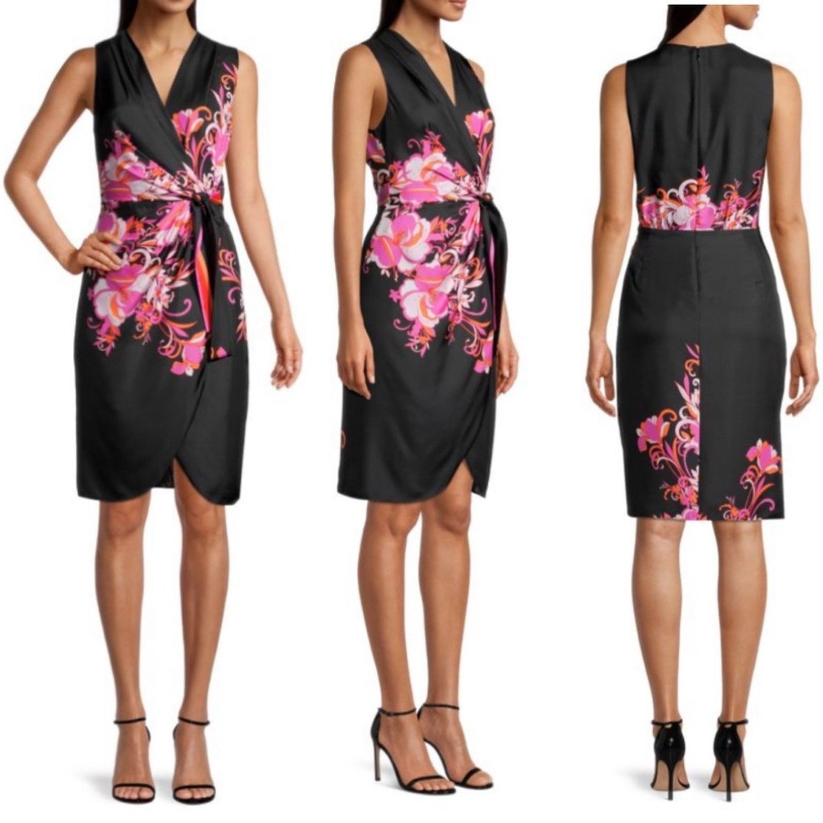 image of Kobi Halperin $498 Suzi Floral-Print Silk Dress Size Small in Black, Women's