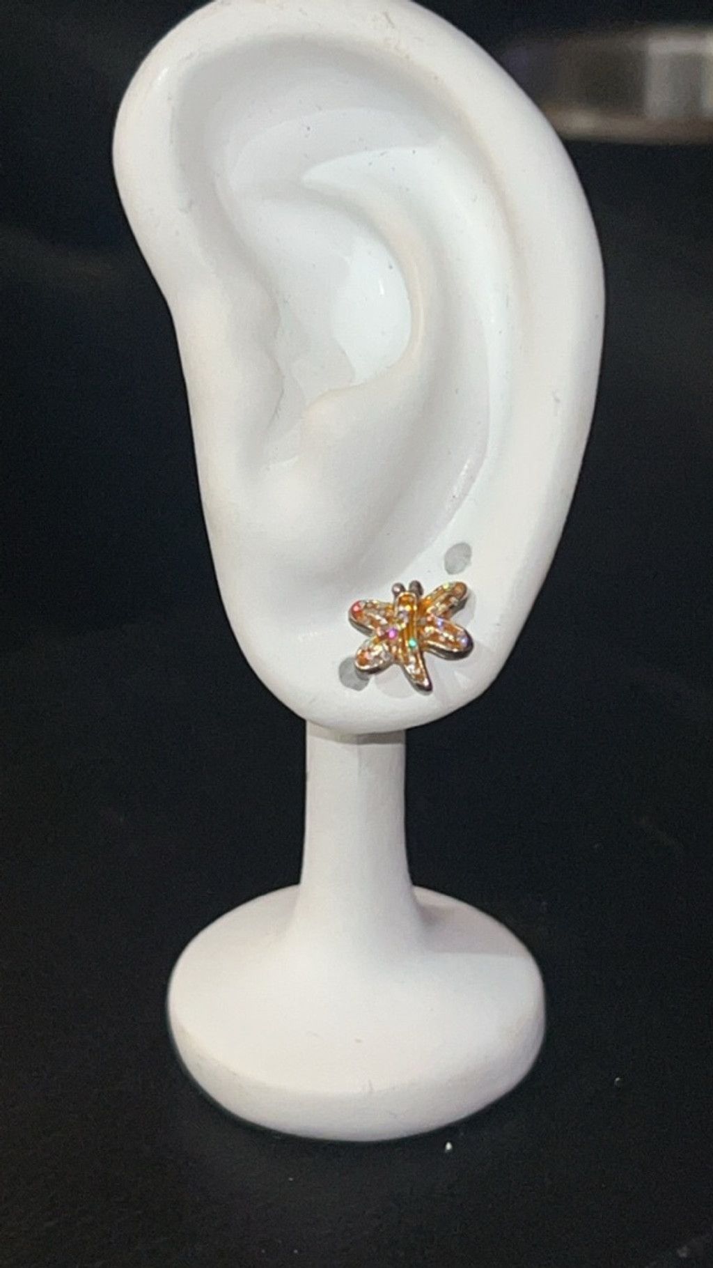 The Unbranded Brand Women's Unbranded orange Dragonfly Stud Earrings Gold Orange Size ONE SIZE - 3 Thumbnail