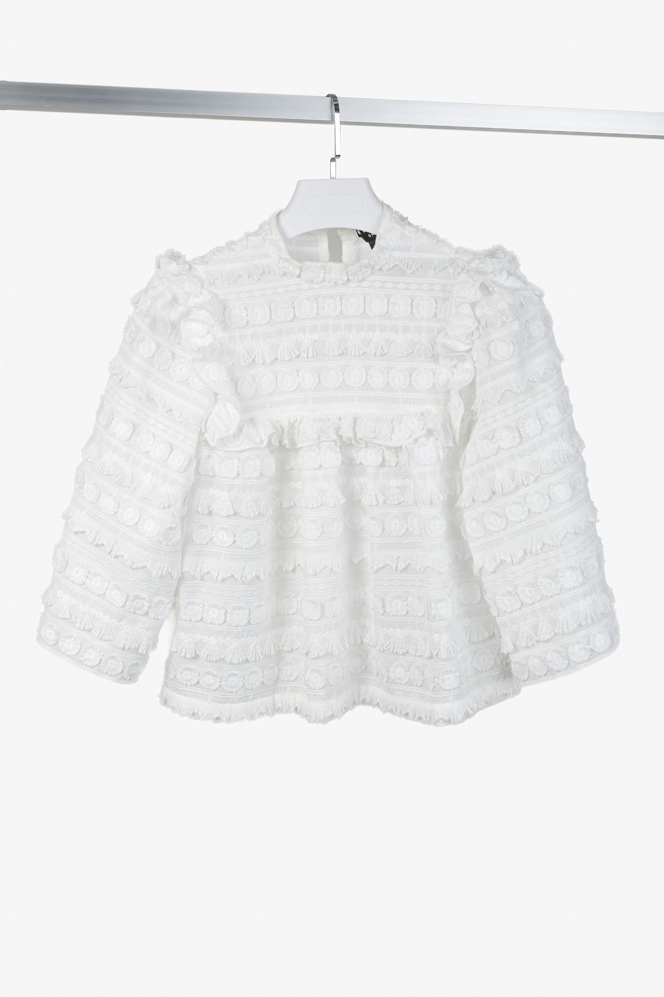 SMYTHE Smythe Ivory 3D-Embroidered A-Line Blouse Size S / US 4 / IT 40 - 1 Thumbnail