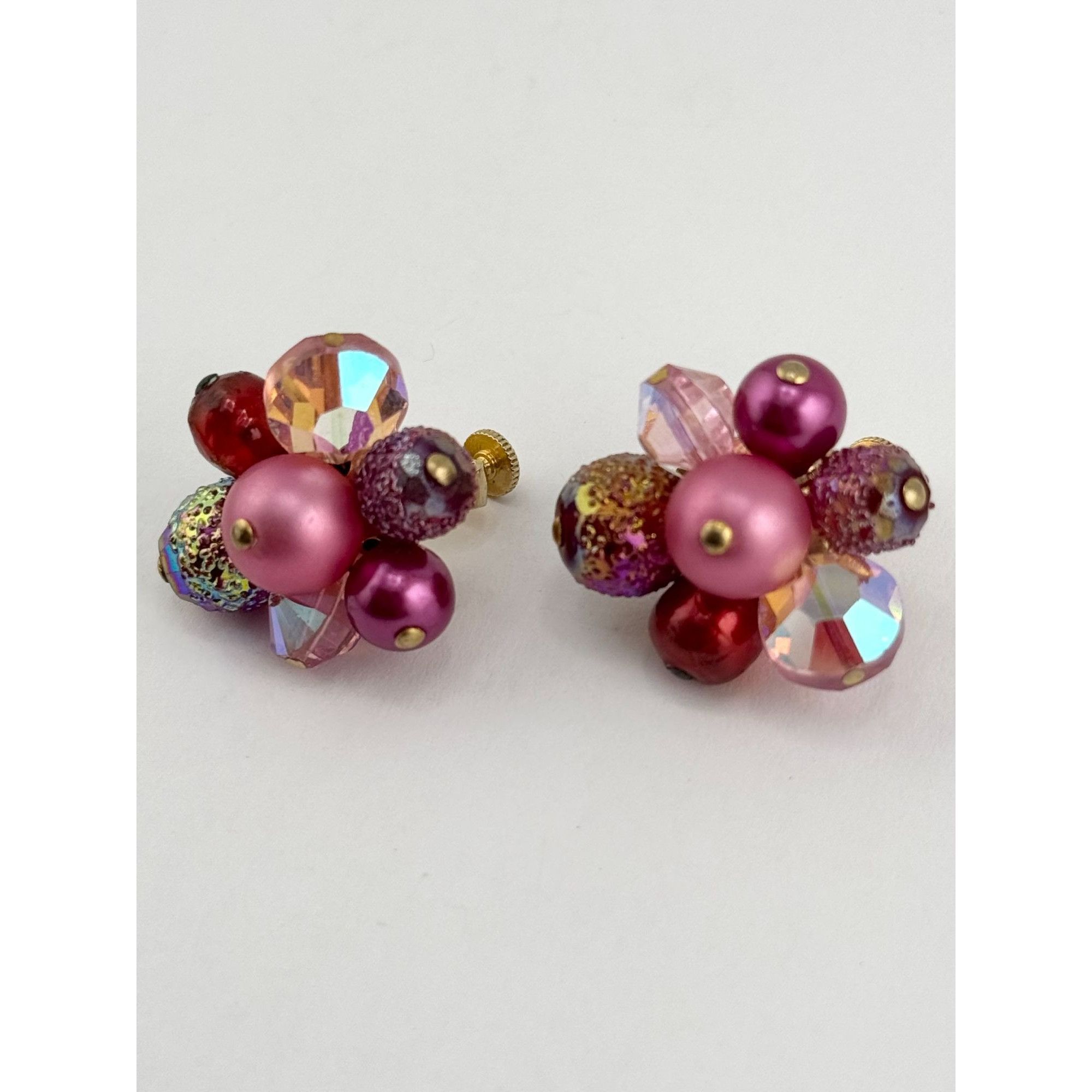 Vintage Vintage Vendome Pink Art Glass Crystal Earrings Size ONE SIZE - 5 Thumbnail