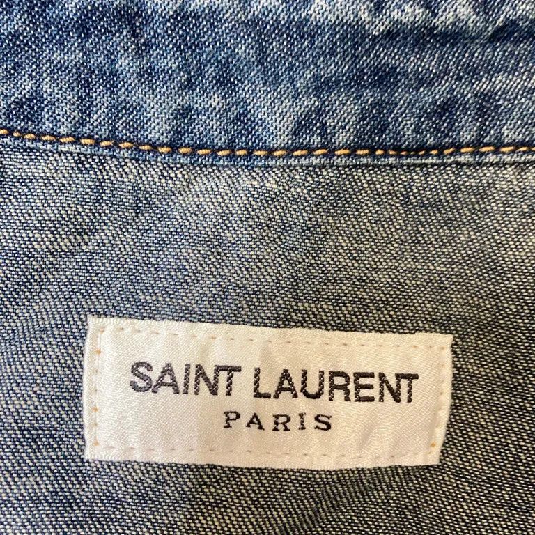 Saint Laurent Paris S/S19 Anthony Vaccarello Denim Sleeveless Top Shirt Size US S / EU 44-46 / 1 - 3 Thumbnail