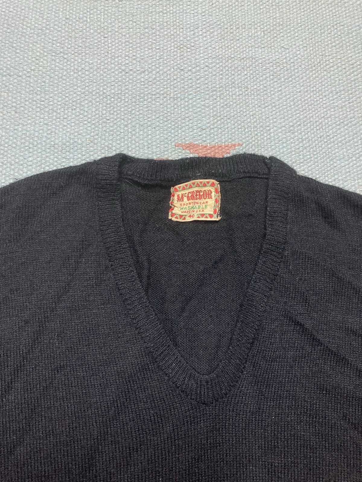 McGregor × Vintage 1950s mcgregor wool blend sweater pullover black v neck 40 Size US M / EU 48-50 / 2 - 3 Thumbnail