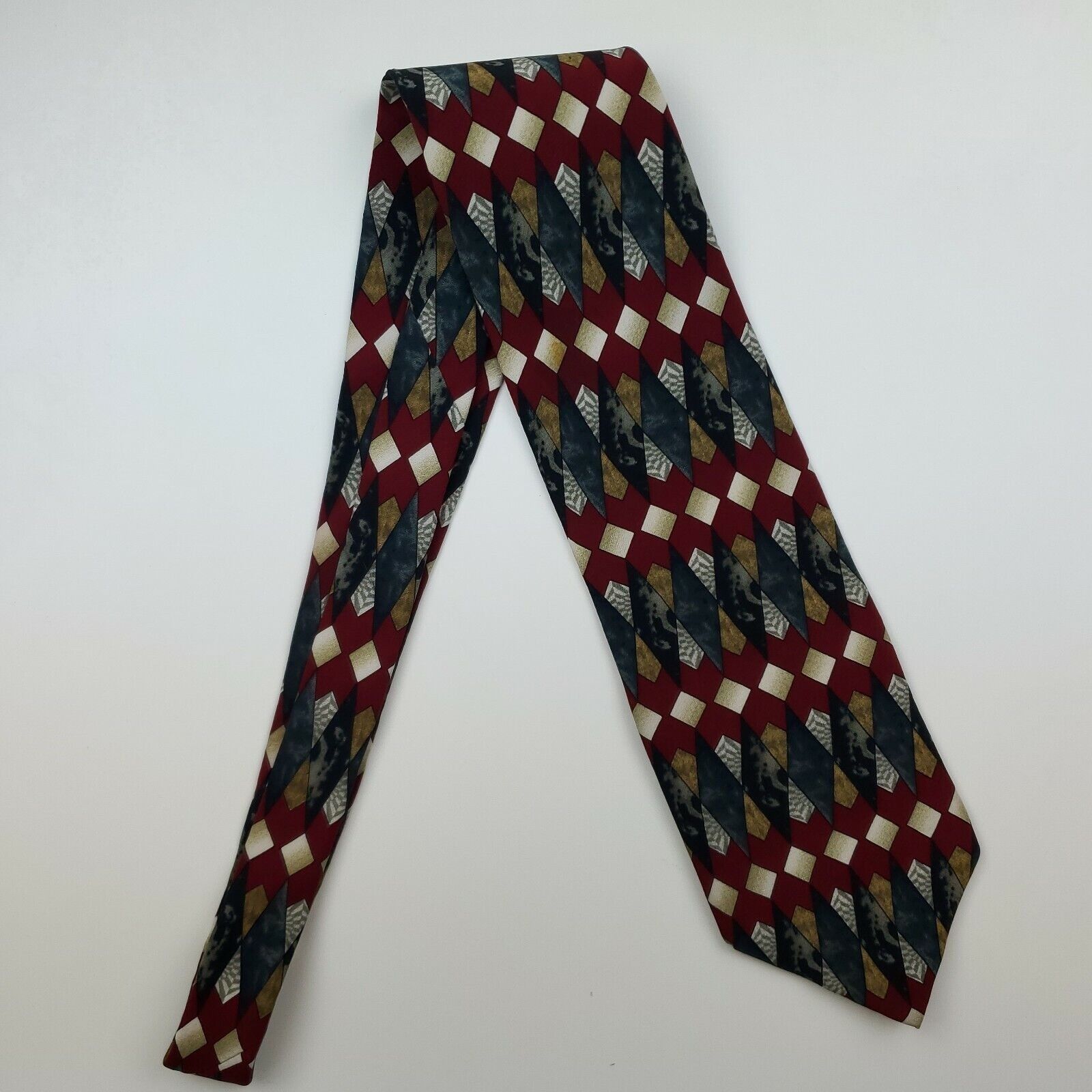 Vintage Cocktail Collection Chardonnay Red Geometric Silk Tie Size ONE SIZE - 6 Thumbnail