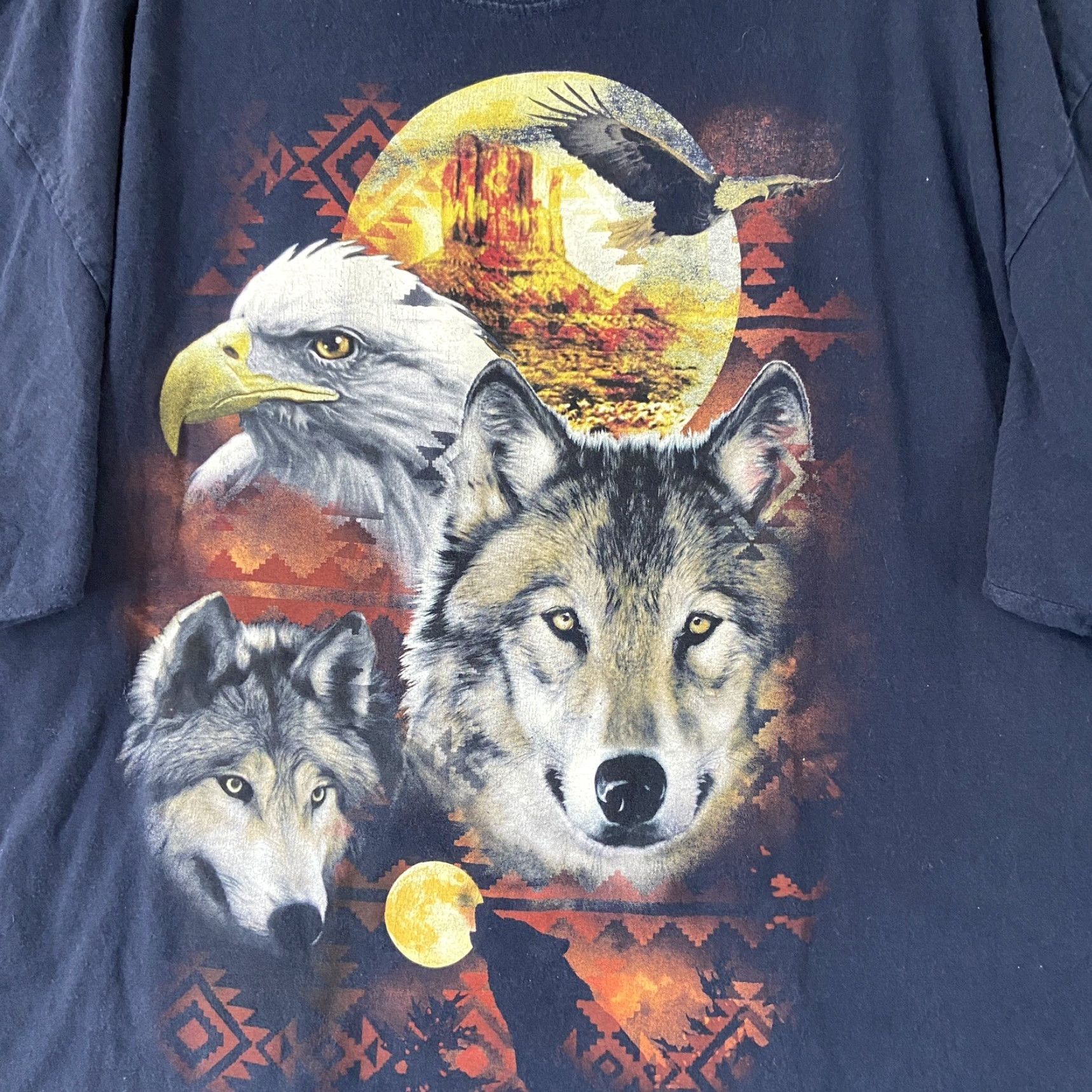 Jerzees VINTAGE Jerzees HiDensi-T Men’s T-Shirt 2XL Blue Wolf Bald Eagle Desert Outdoor Graphics Mens Size US XXL / EU 58 / 5 - 4 Thumbnail