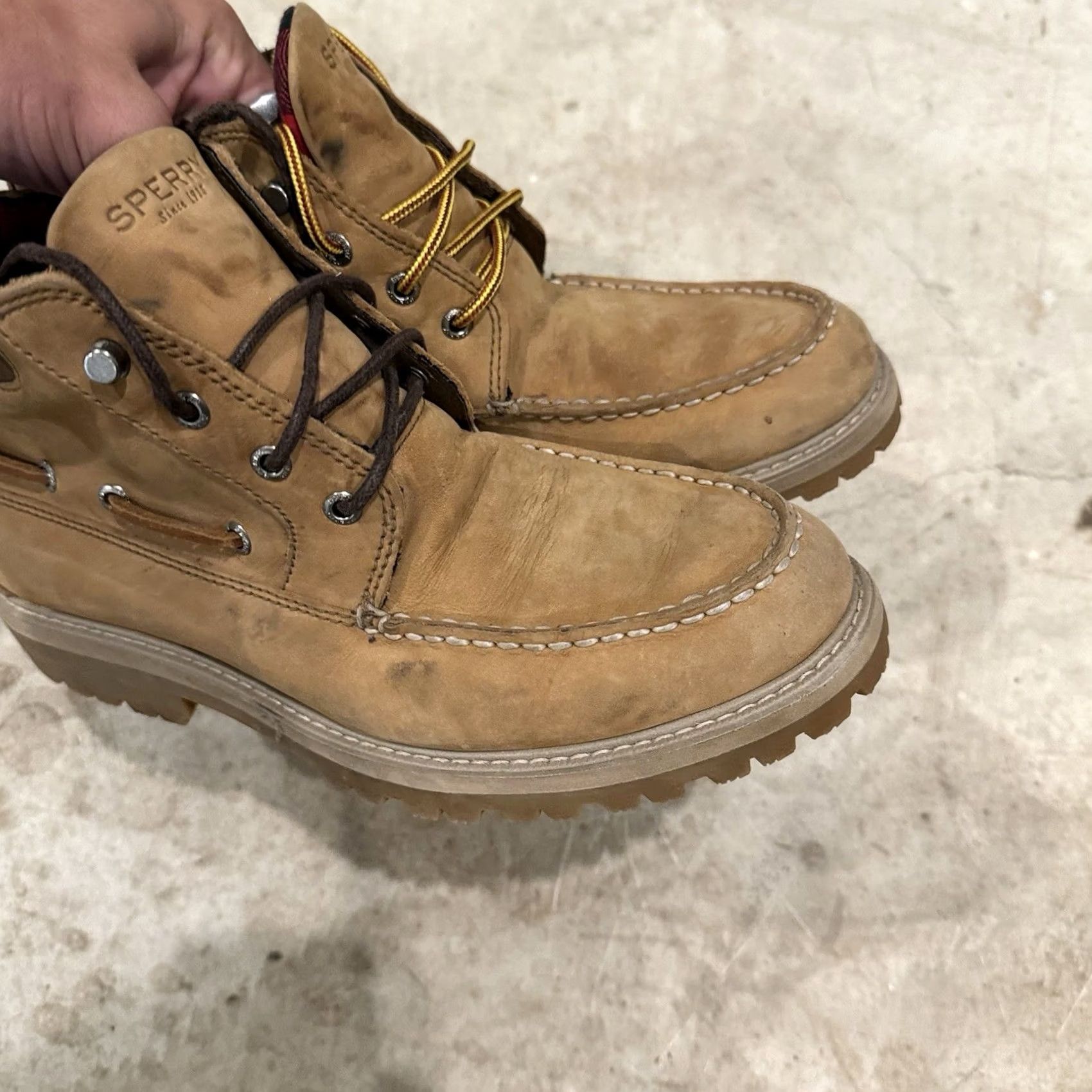 Sperry Sperry Top-Sider Mens Size 9 Original Natural Leather Lug Chukka Boots Men Beige Leather Lug Chukka 90s? Size US 8 / EU 41 - 3 Thumbnail