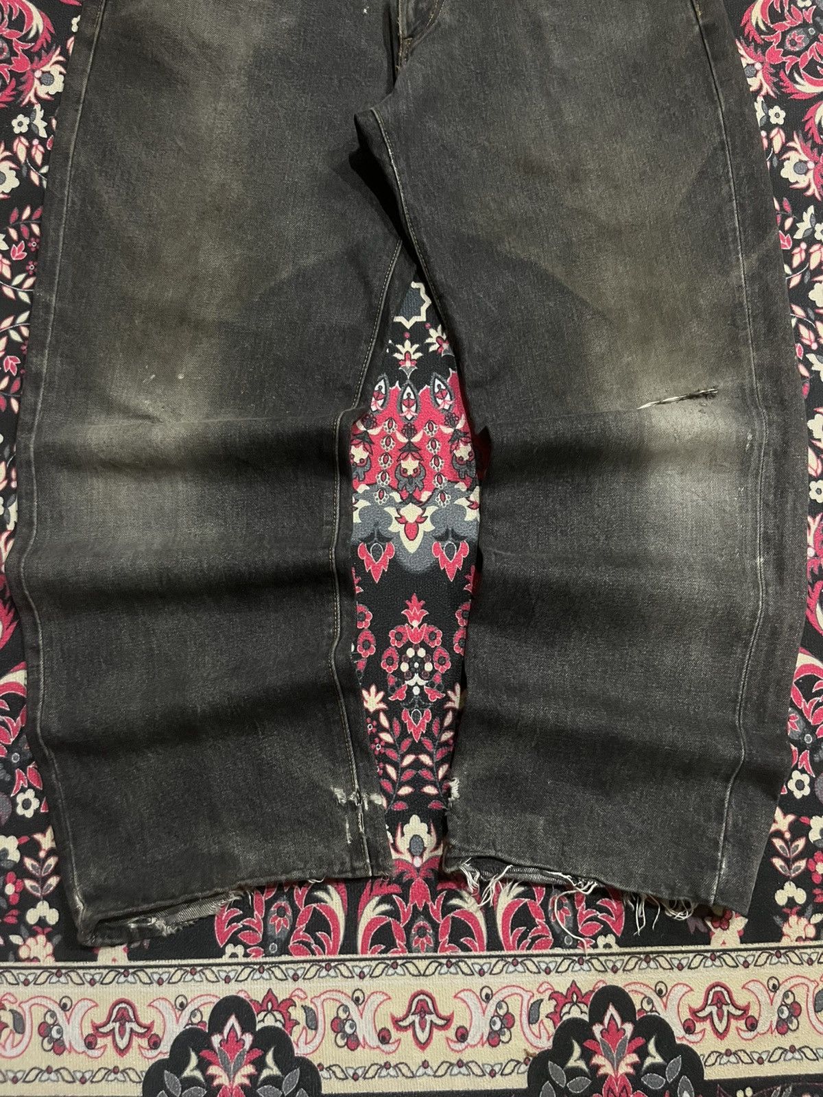 JNCO ⚡️Baggy⚡️Vintage Japanese Brand Brownish Black Frayed Leg Jean Size US 34 / EU 50 - 8 Thumbnail