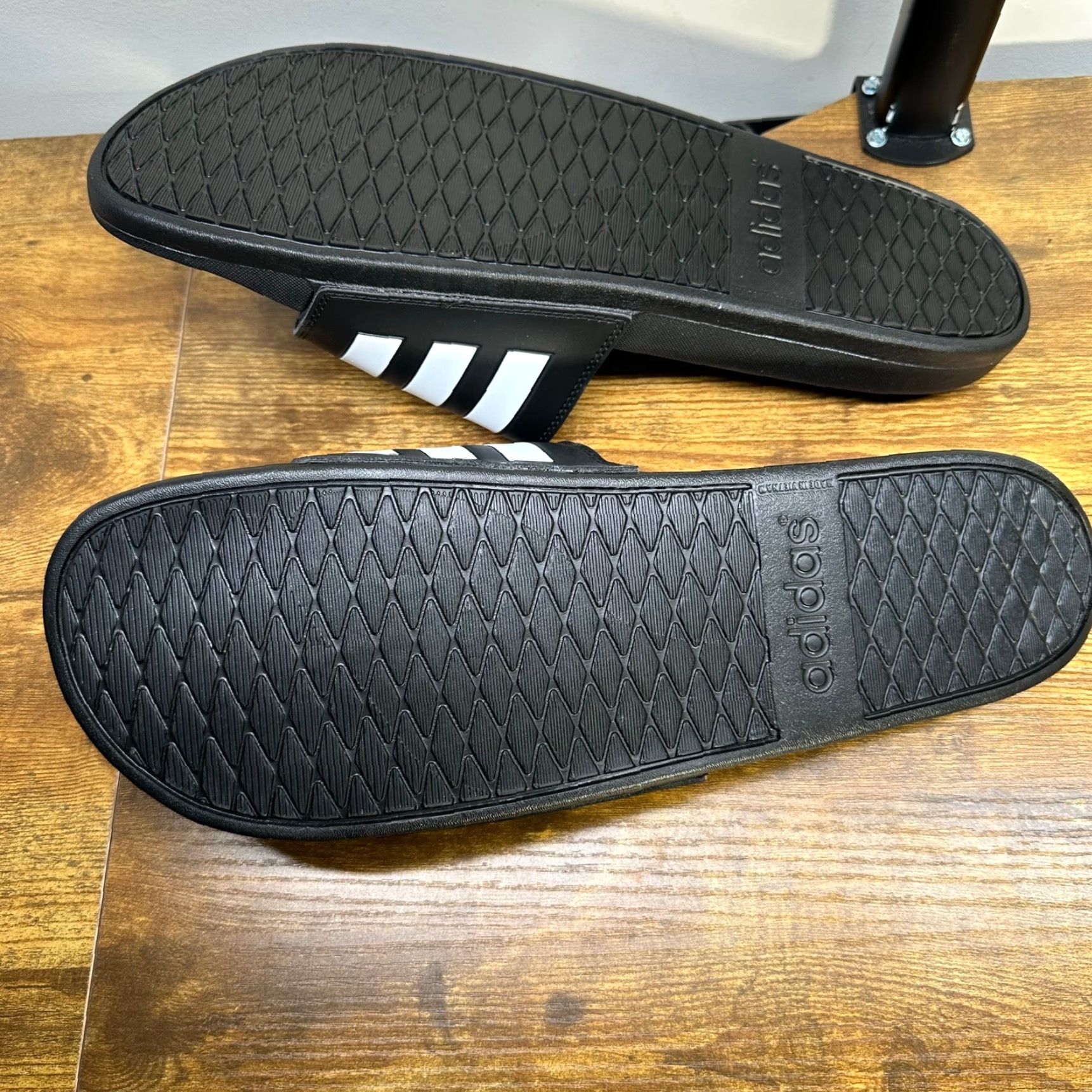 Adidas Adidas Adilette Comfort Slides Mens 18 Black White Sandals GZ5891 3-Stripes NWT Size ONE SIZE - 7 Thumbnail