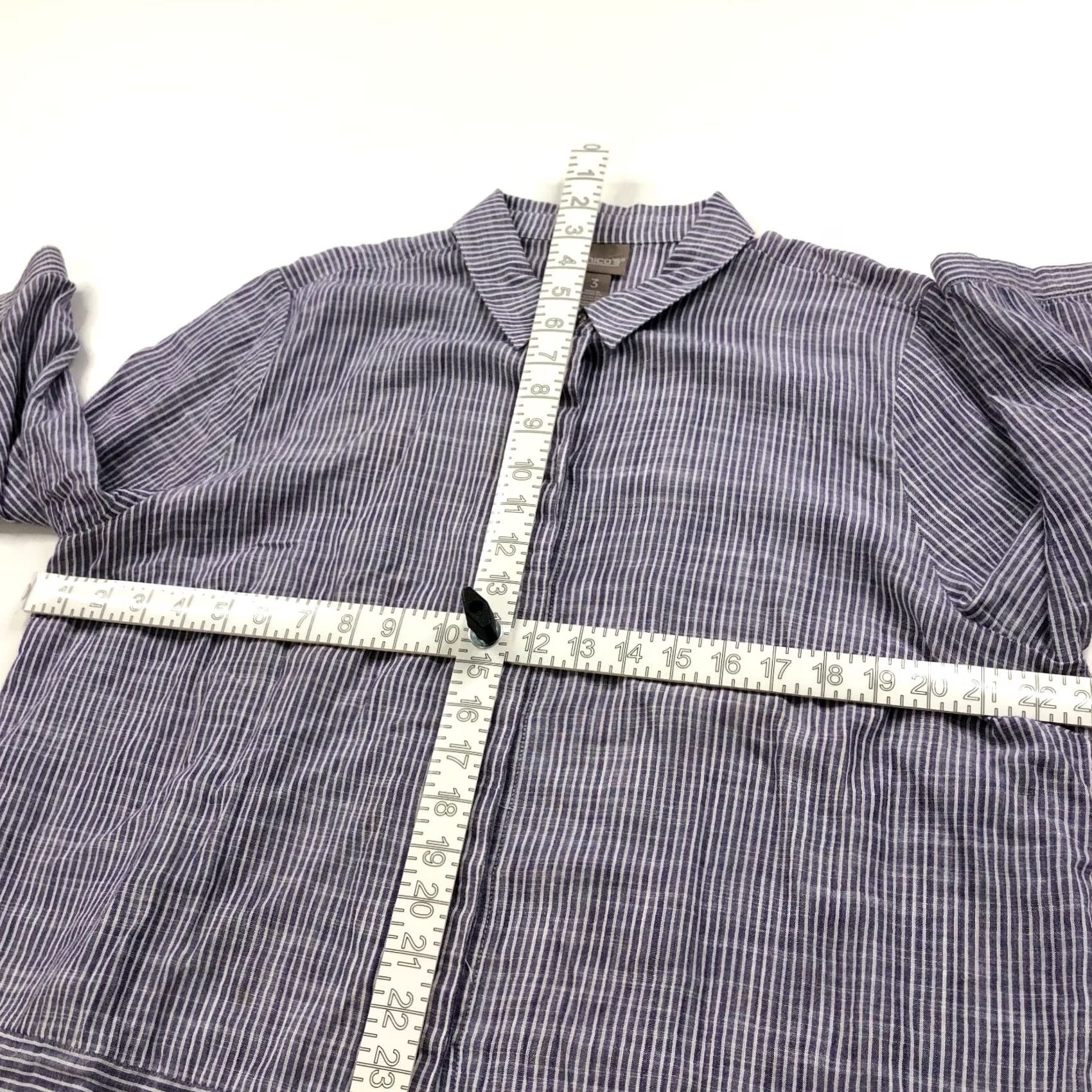 Vintage Chico's 3 100% Cotton Button Long Sleeve Striped Shirt Purple Lightweight Shirt Womens 3 Regular Striped Button-Up Casual Classic Value Box Size XS / US 0-2 / IT 36-38 - 7 Thumbnail