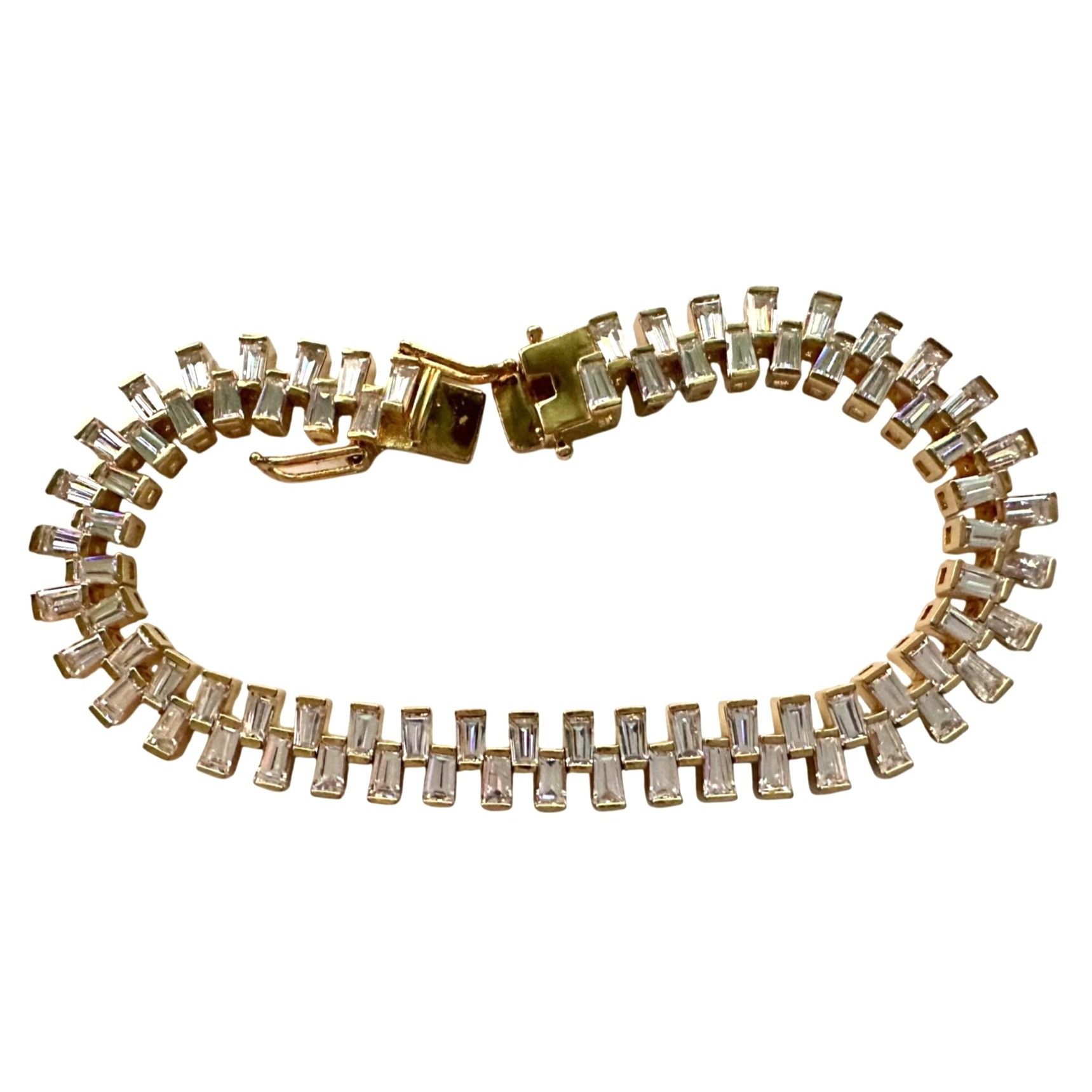 Other 10.00 Carat Lab Created White Topaz Baguette Bracelet in Ste Size ONE SIZE - 3 Thumbnail