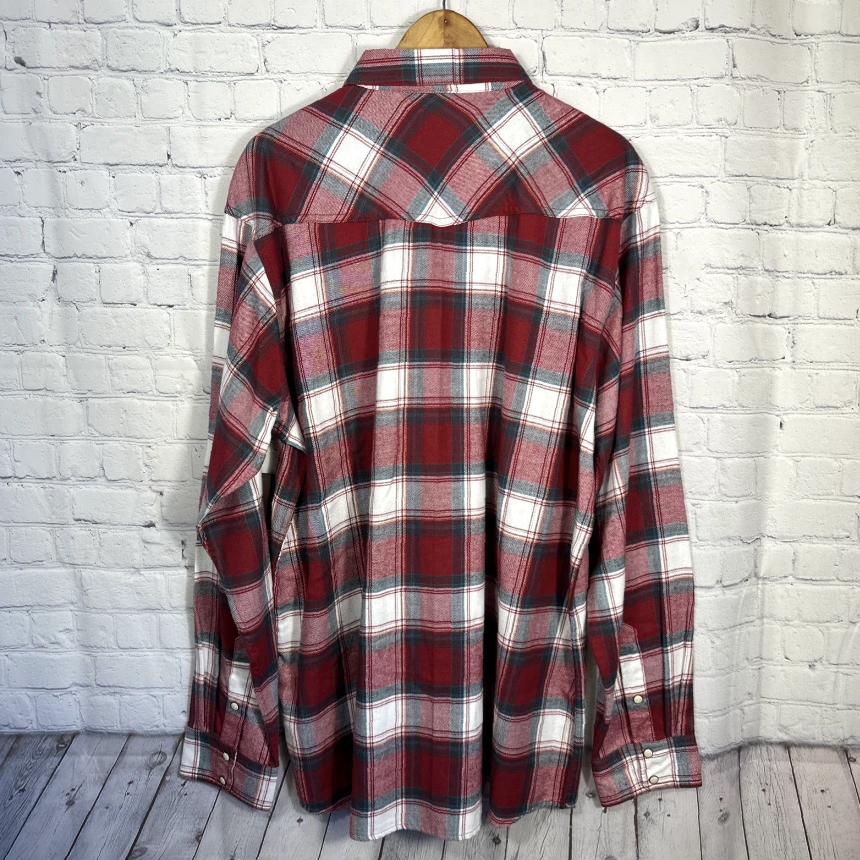 Ariat Ariat Hillsboro Western Shirt 2XLT Red Plaid Flannel Button-Up Long Sleeve Cowboys Mens Size US XXL / EU 58 / 5 - 7 Thumbnail