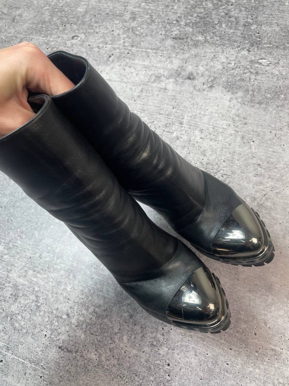 Casadei Casadei Leather Metal Cap Toe Ankle Boots Heels Y2K Size US 8 / IT 38 - 3 Thumbnail