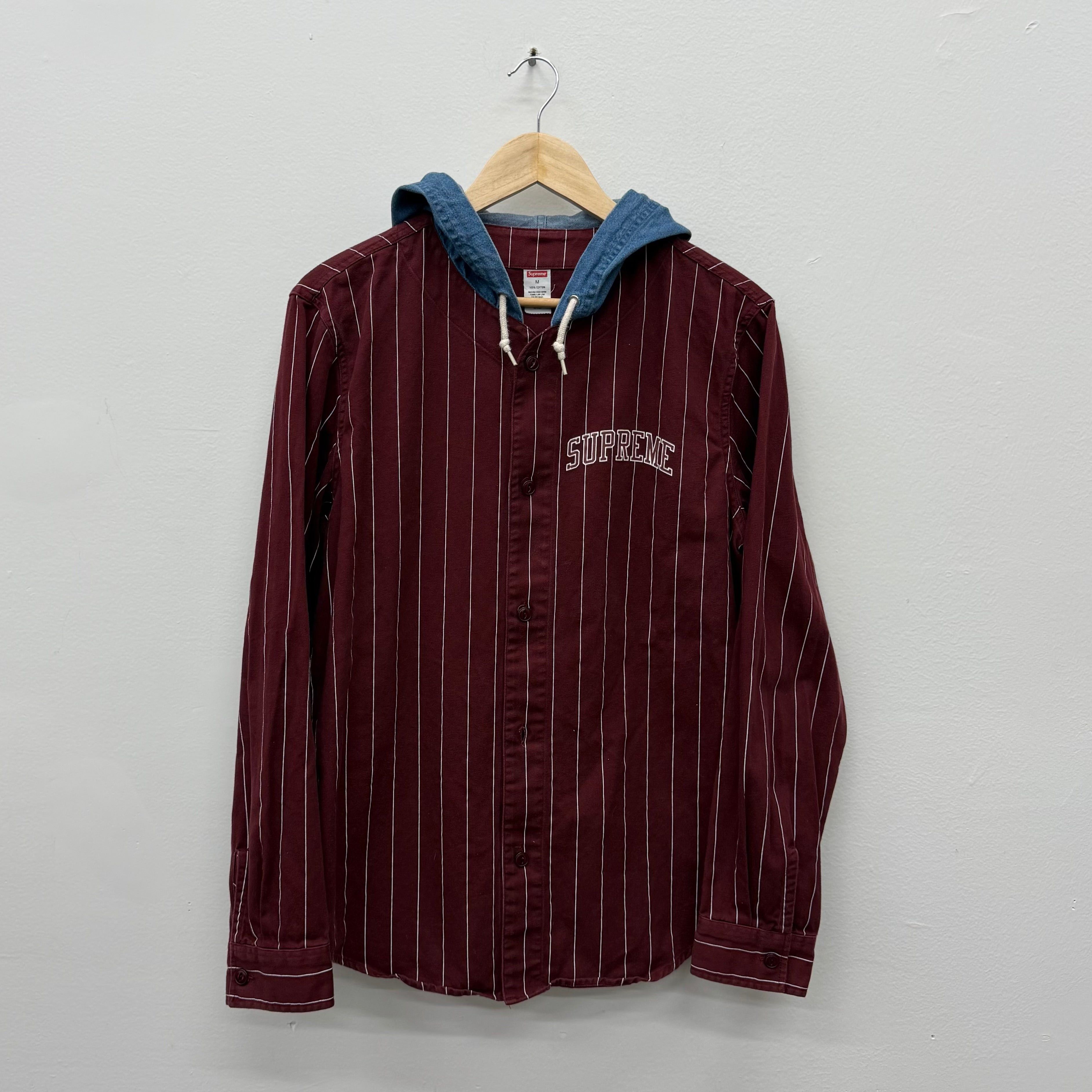 Supreme Supreme Denim Hooded Baseball Jersey Shirt - Size M Size US M / EU 48-50 / 2 - 1 Thumbnail