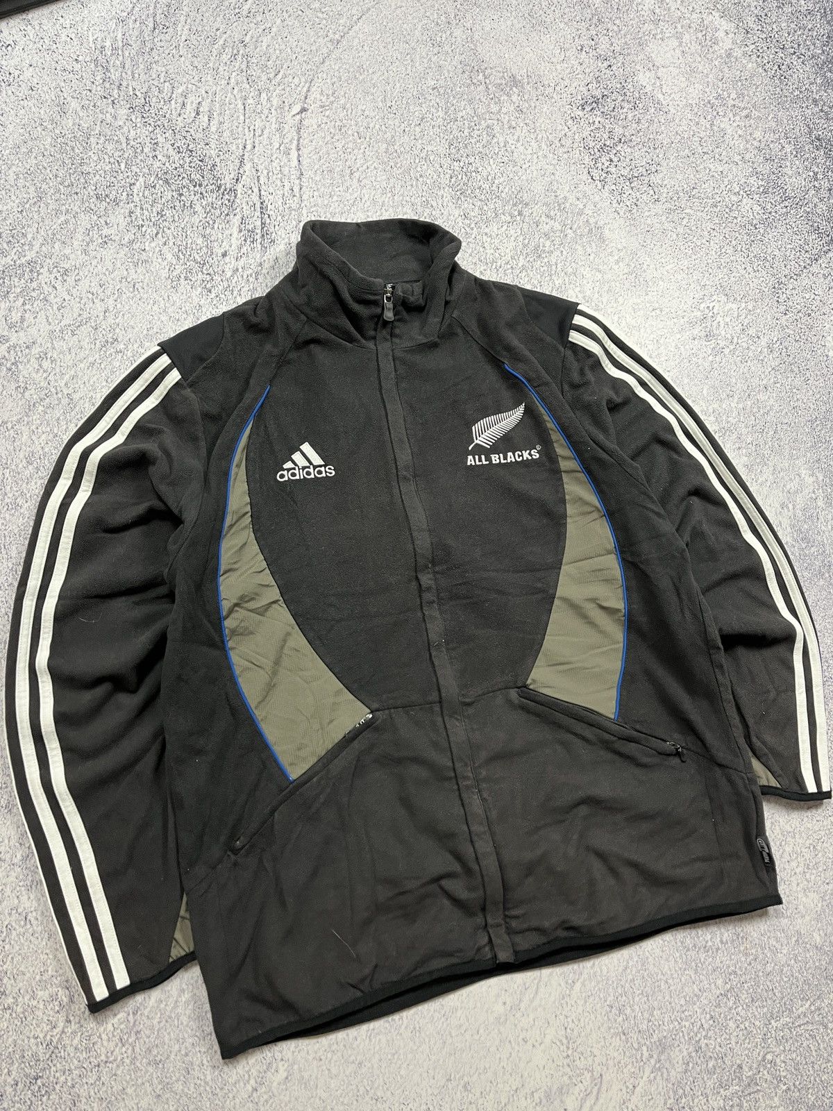 Adidas × Vintage Vintage 00s Adidas All Blacks Zip Fleece Jacket Sweater Rare Size US L / EU 52-54 / 3 - 4 Thumbnail
