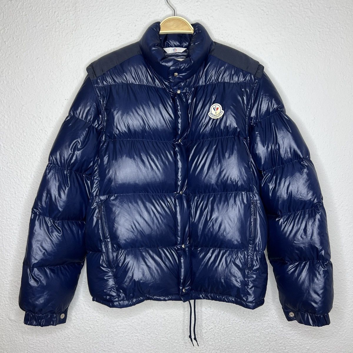 image of Moncler Vintage Puffer Down Jacket Navy Logo 2In1 Authentic, Men's (Size Large)