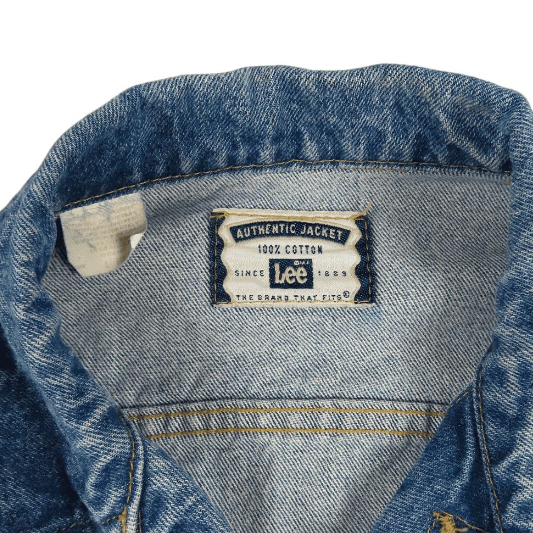 Lee VINTAGE Lee Jacket Denim 90s XL Blue Jeans Bomber Jacket Adult LARGE Lee 90s Casual Mens Size US 33 - 3 Thumbnail