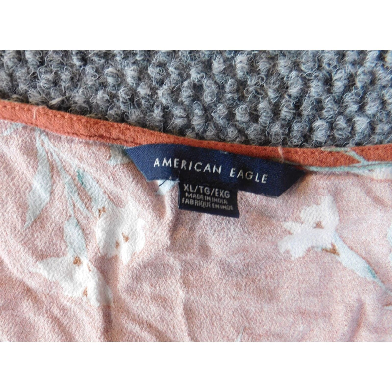 American Eagle Outfitters American Eagle Outfitters Blouse Womens XL Orange Floral Raglan Sleeve Long Sleeve Knit Viscose Basic Casual All Seasons Modern Size XL / US 12-14 / IT 48-50 - 4 Thumbnail
