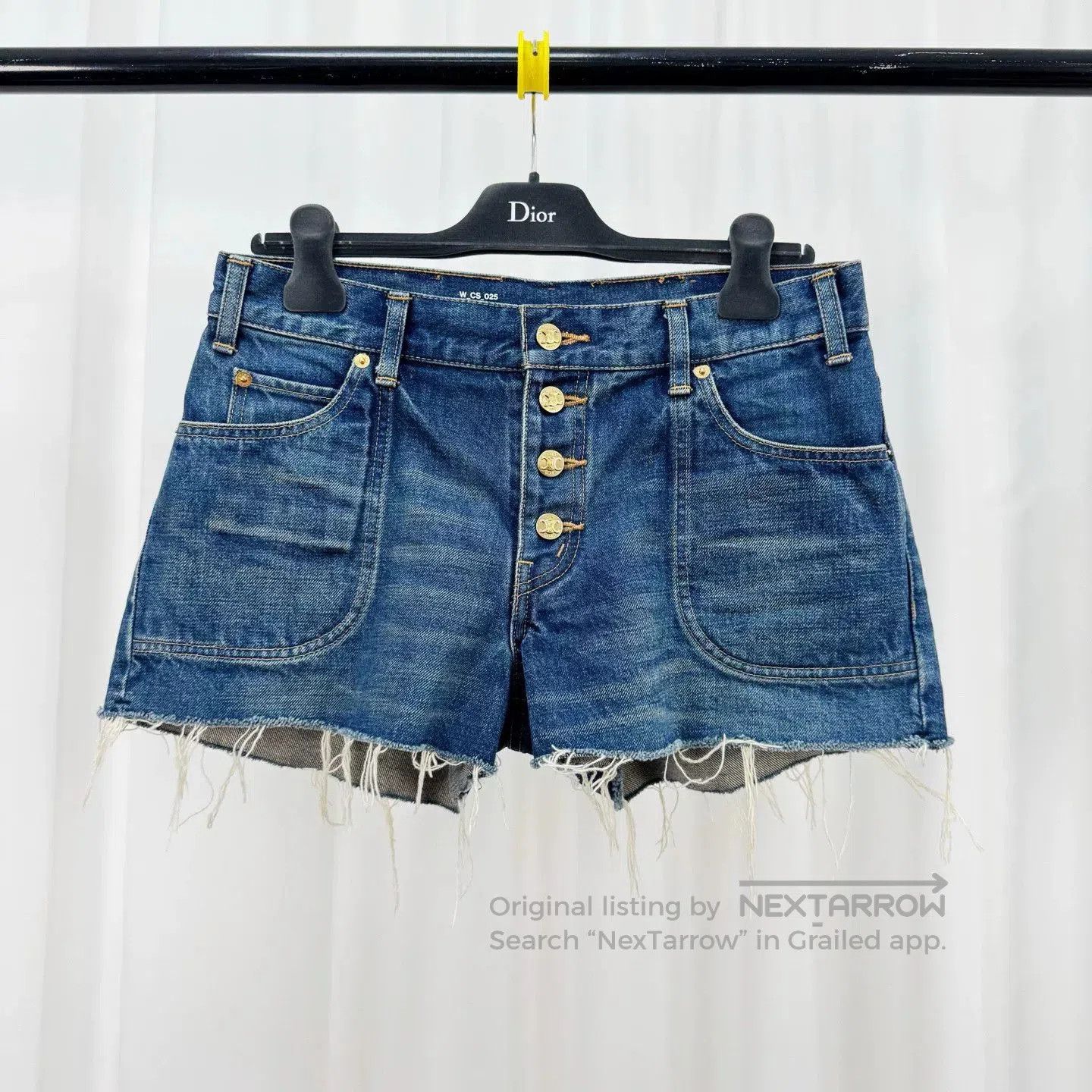 Celine Celine 2025 Triomphe Gold Buckle Denim Shorts. Size 27" / US 4 / IT 40 - 1 Thumbnail
