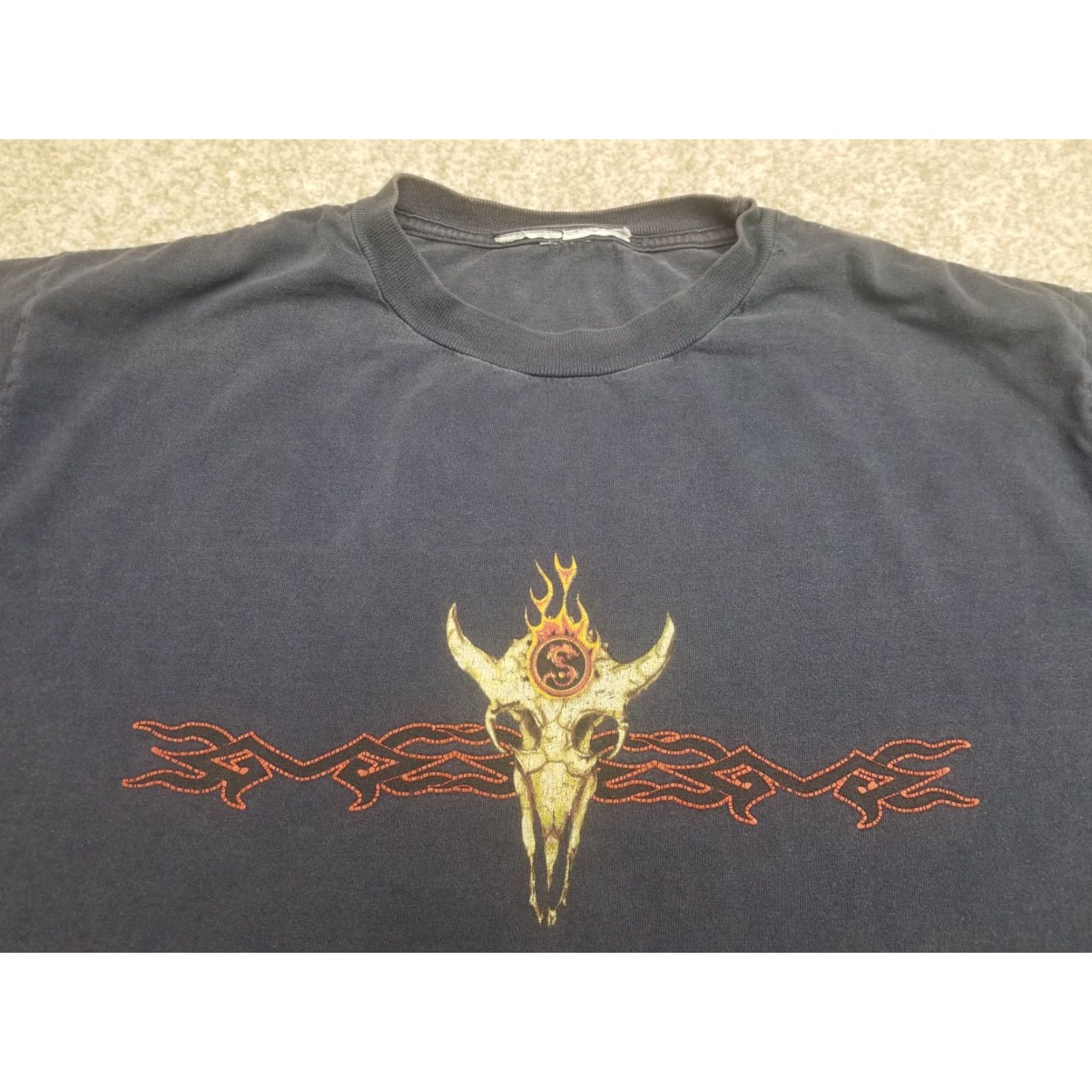 Vintage VINTAGE Skull Shirt Mens L Blue Short Sleeve Steer Concert Aztec Western Size US L / EU 52-54 / 3 - 2 Thumbnail