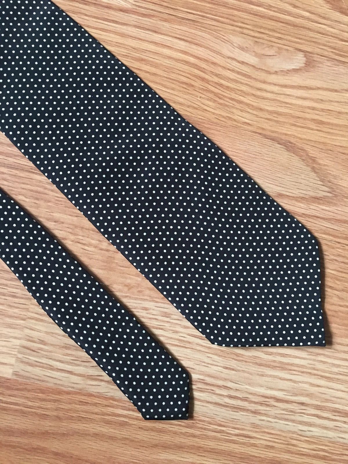 Giovanni Valentino × Valentino VALENTINO Black White Polka Dots Italy Silk Mens Tie Size ONE SIZE - 2 Thumbnail