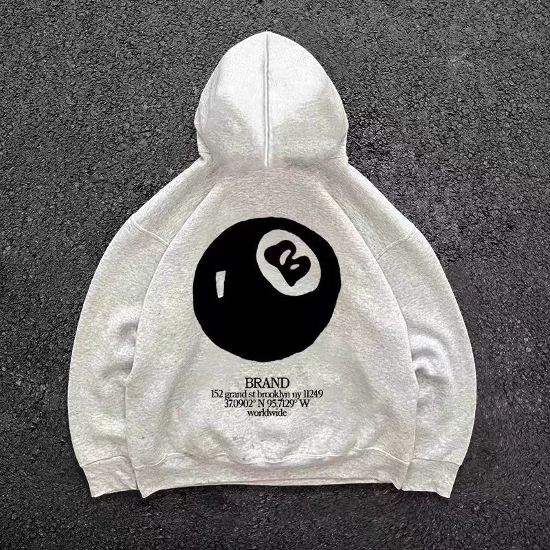 Japanese Brand × Vintage Grey retro washed billiard print hoodie y2k Size US L / EU 52-54 / 3 - 1 Thumbnail