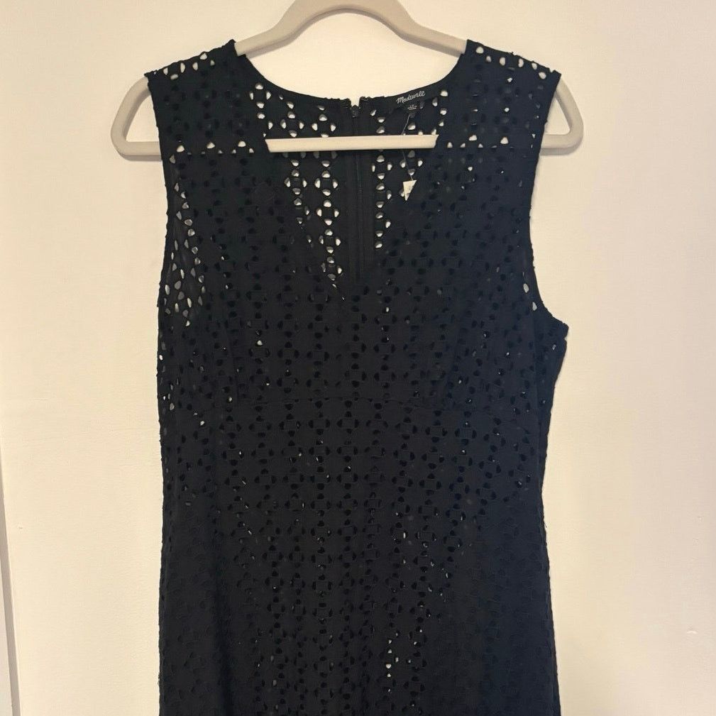 NWT Madewell Eyelet V-Neck Maxi Dress In Black Size 10