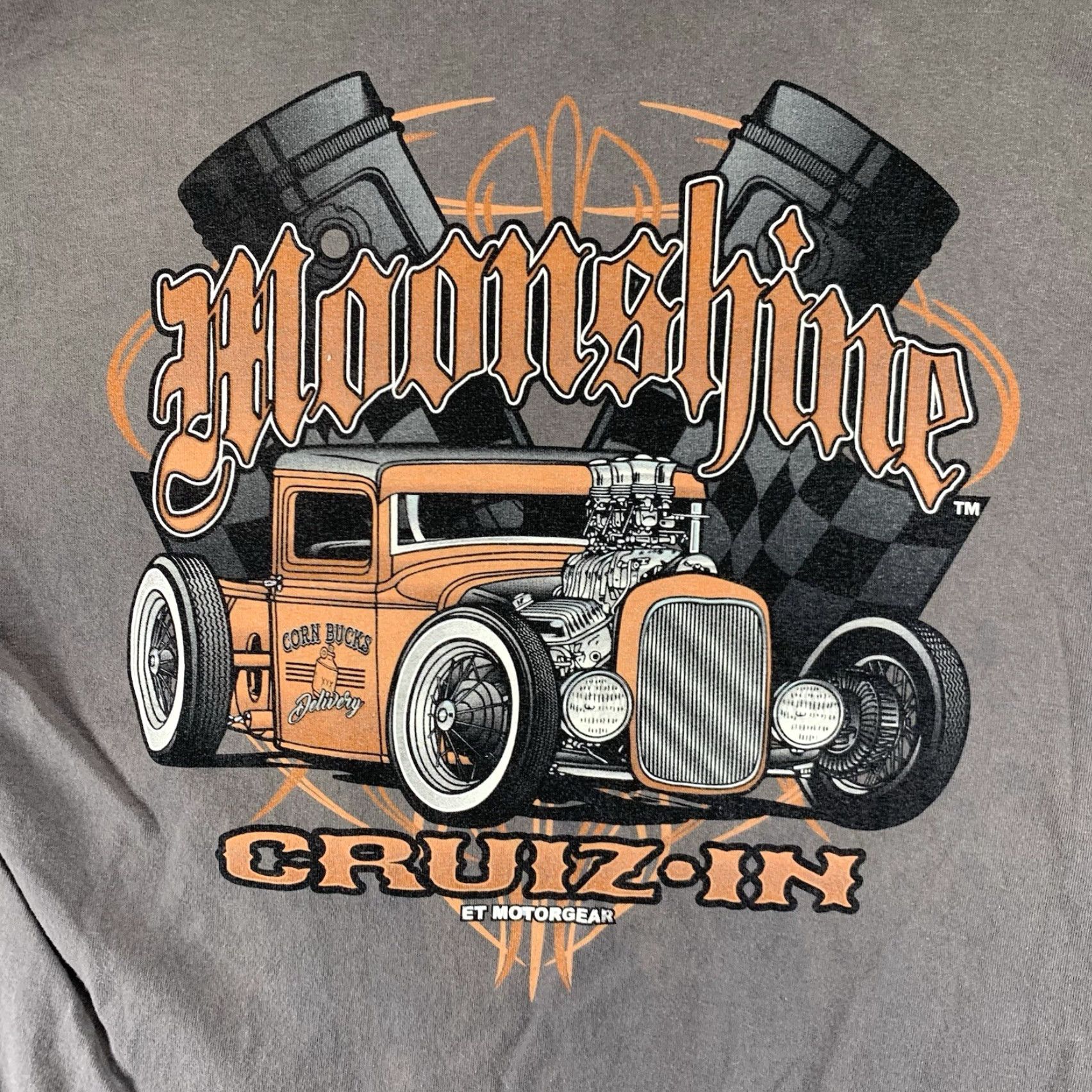 Gildan VINTAGE Gildan Moonshine Drag Racing T-Shirt Adults Large Gray Graphic Print 2000s Mens Size US L / EU 52-54 / 3 - 2 Thumbnail