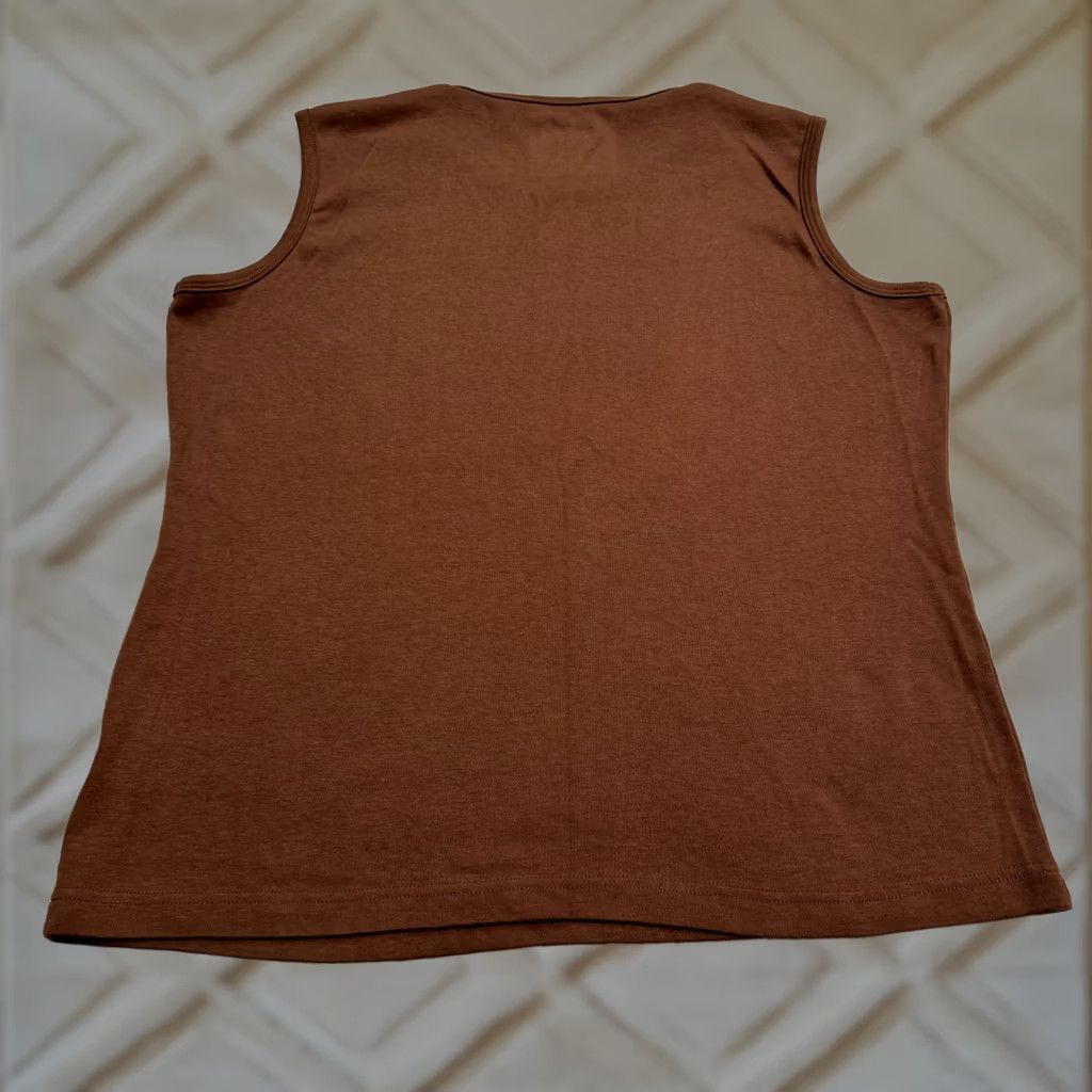 Blair Blair Cotton Blend Basic Tank Women L Brown Crew Neck Sleeveless Essential Shirt Size L / US 10 / IT 46 - 1 Thumbnail