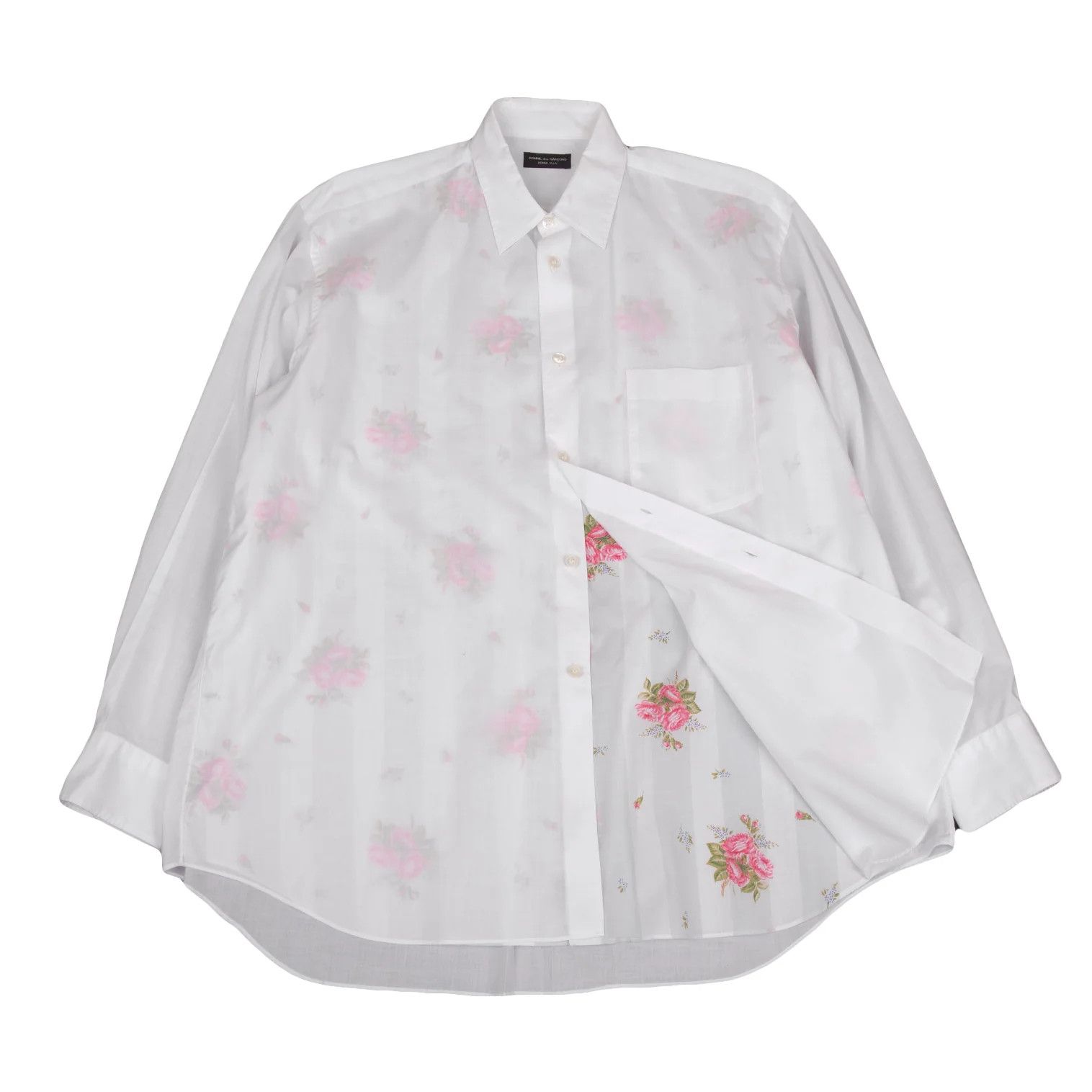 Comme des Garcons Homme Plus Stripe Flower Layered Long Sleeve Shirt Off-white Size M Size US M / EU 48-50 / 2 - 1 Thumbnail