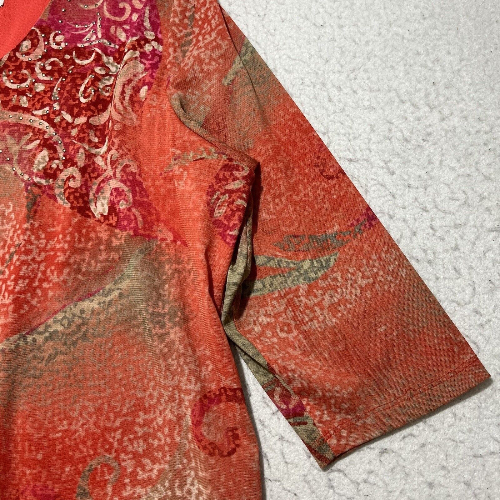 Other TanJay Lightweight Lined Blouse 3/4 Sleeve Rhinestone Top Size XXL / US 16-18 / IT 52-54 - 5 Thumbnail