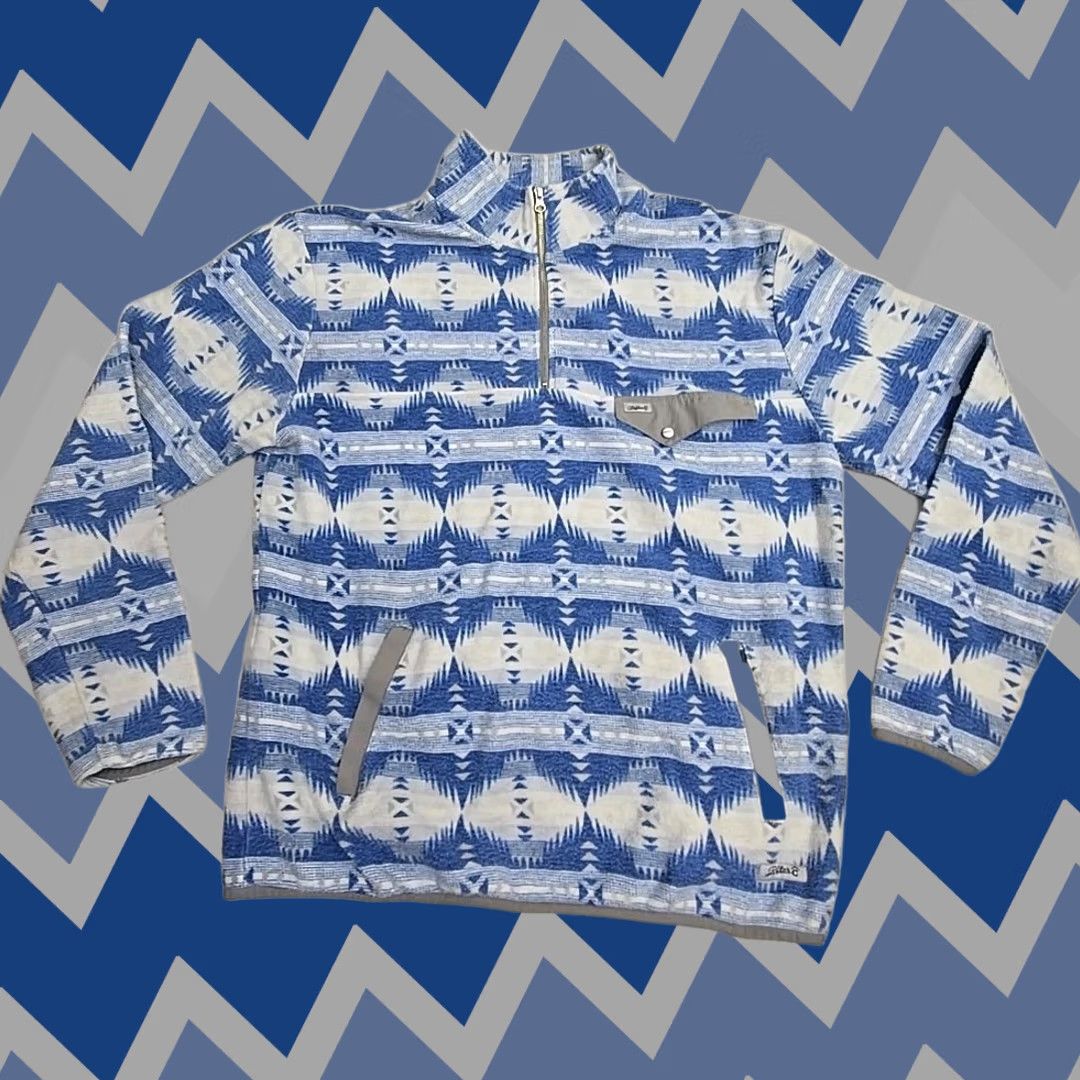 Vintage VINTAGE Rafter C Aztec Sweatshirt Mens Medium Blue Dirt Pullover 1/4 Zip Western Fleece Size US M / EU 48-50 / 2 - 1 Thumbnail