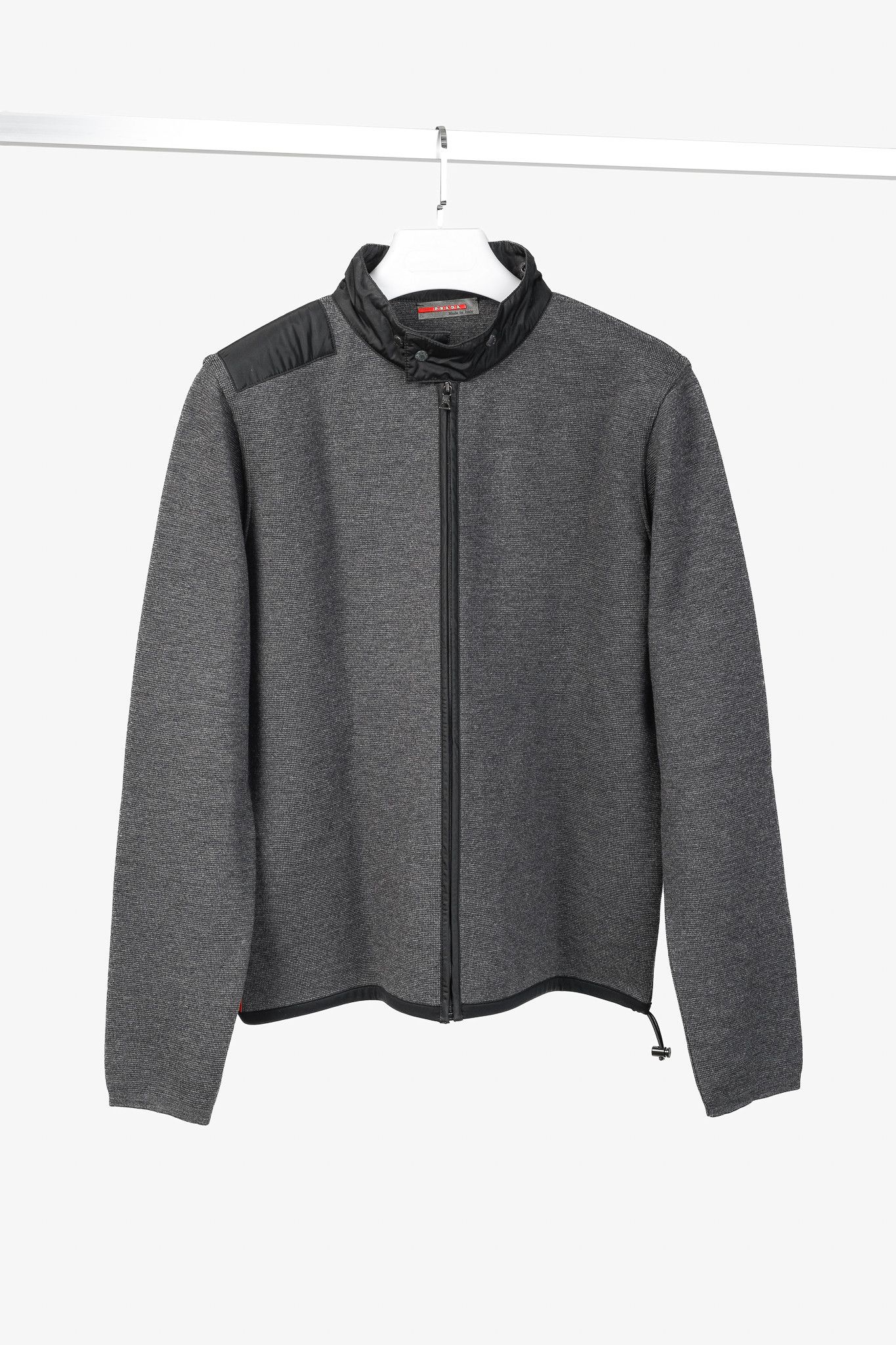 Prada Prada Charcoal Marled-Wool-Knit Mock-Neck Zip Jacket Size M / US 6-8 / IT 42-44 - 1 Thumbnail