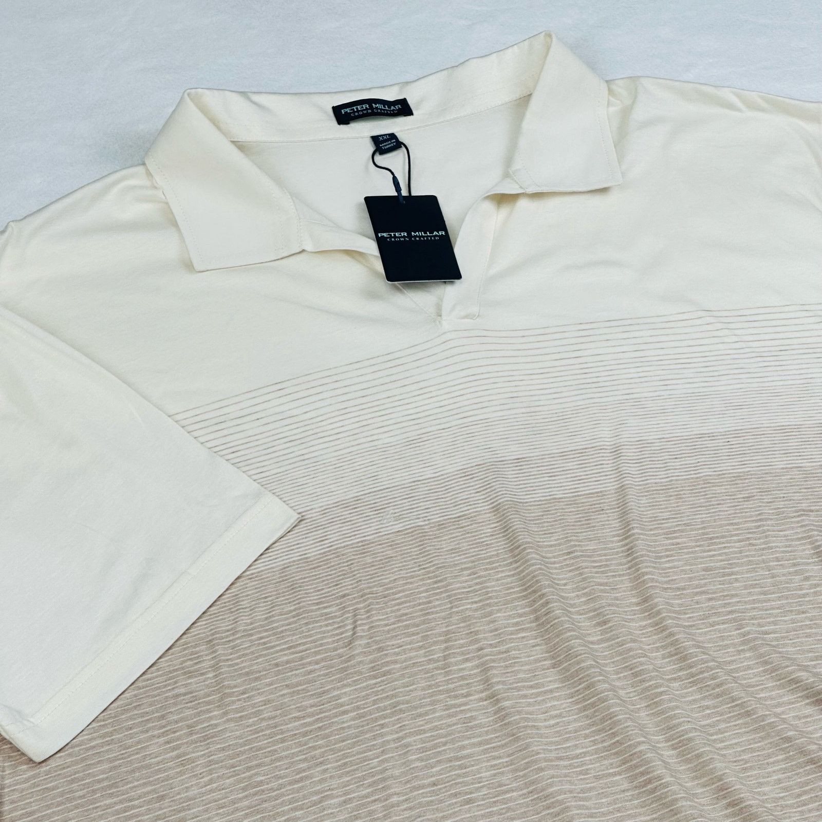 Peter Millar Men’s XXL Cream Luxury Open Collar Polo Shirt
