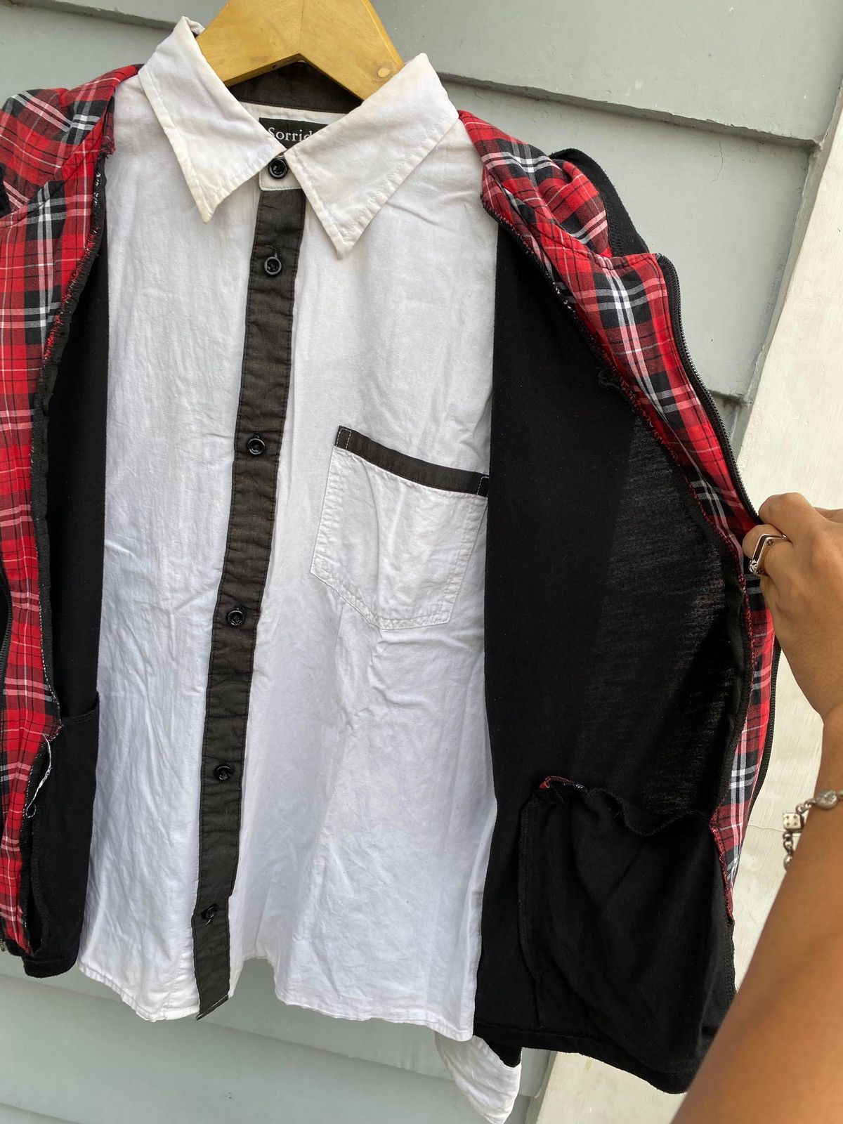 If Six Was Nine Sorridere Layered Hoodie Shirt Built-in Button-Up & Plaid Size US L / EU 52-54 / 3 - 10 Thumbnail