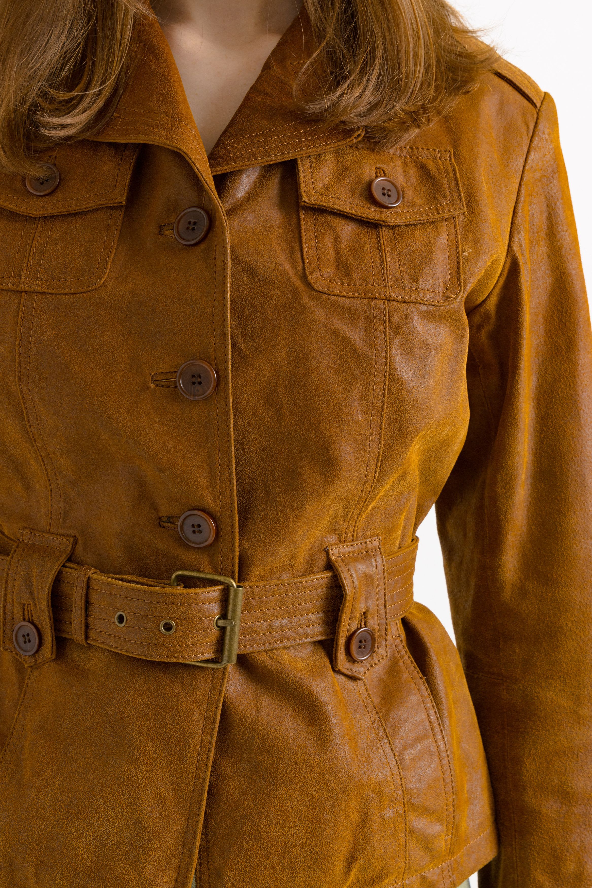 Other 80s Grunge Jacket Camel Leather Jacket Size 38 7498 Size M / US 6-8 / IT 42-44 - 7 Thumbnail